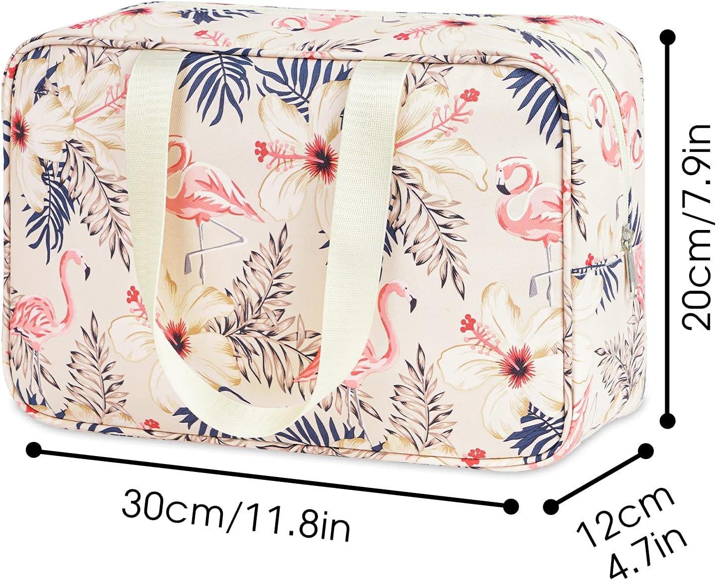 Narwey Large Toiletry Bag Women Travel Toiletries Makeup Cosmetic Bag Make Up Bags Organizer Medicine Mens (Beige Flamingo)