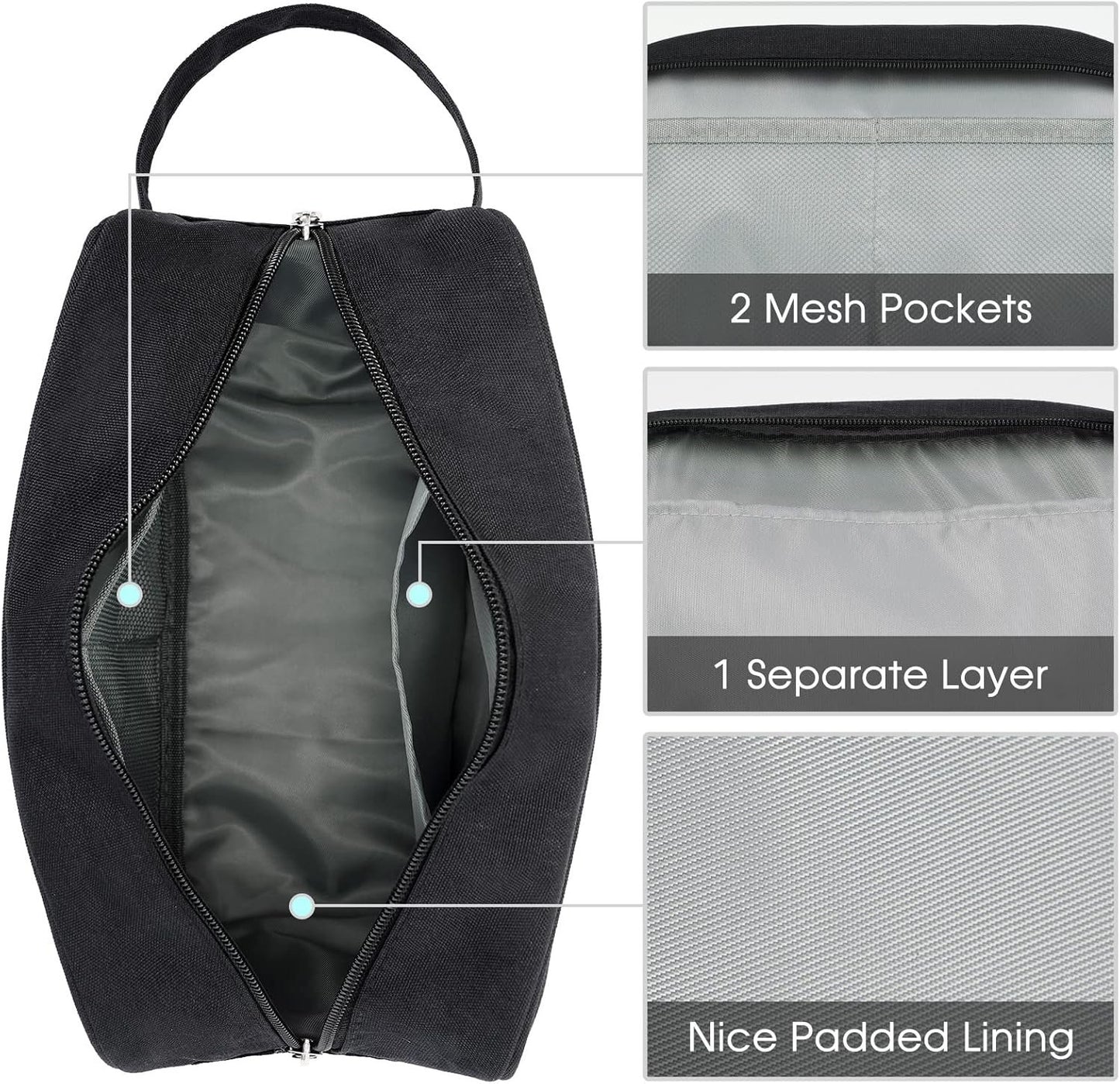 Narwey Travel Toiletry Bag for Men and Women Traveling Dopp Kit Shaving Bag for Toiletries Accessories (Black)