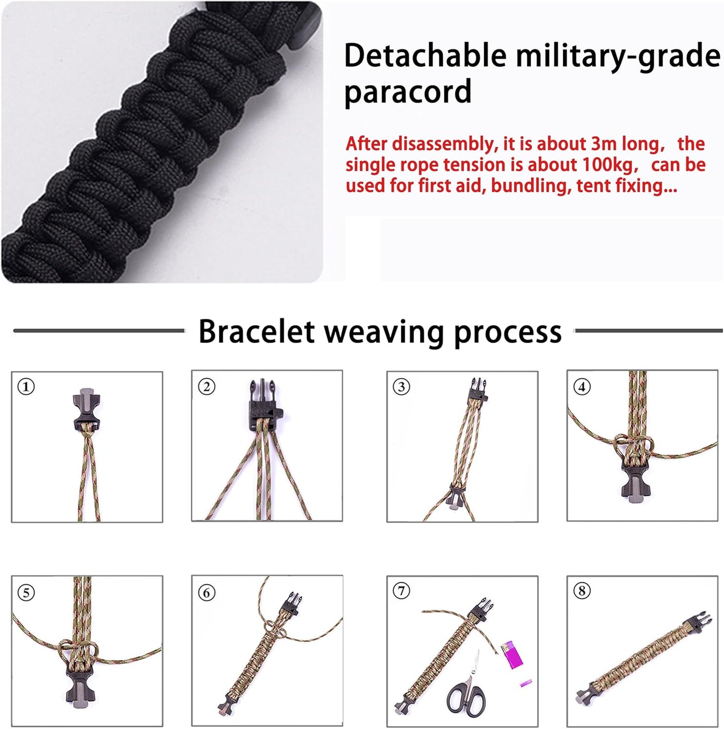 compact 5-in-1 multifunctional outdoor tool:|knife, compass, flint & whistle -|essential camping gear & survival kit, perfect as amazon fire stick companion