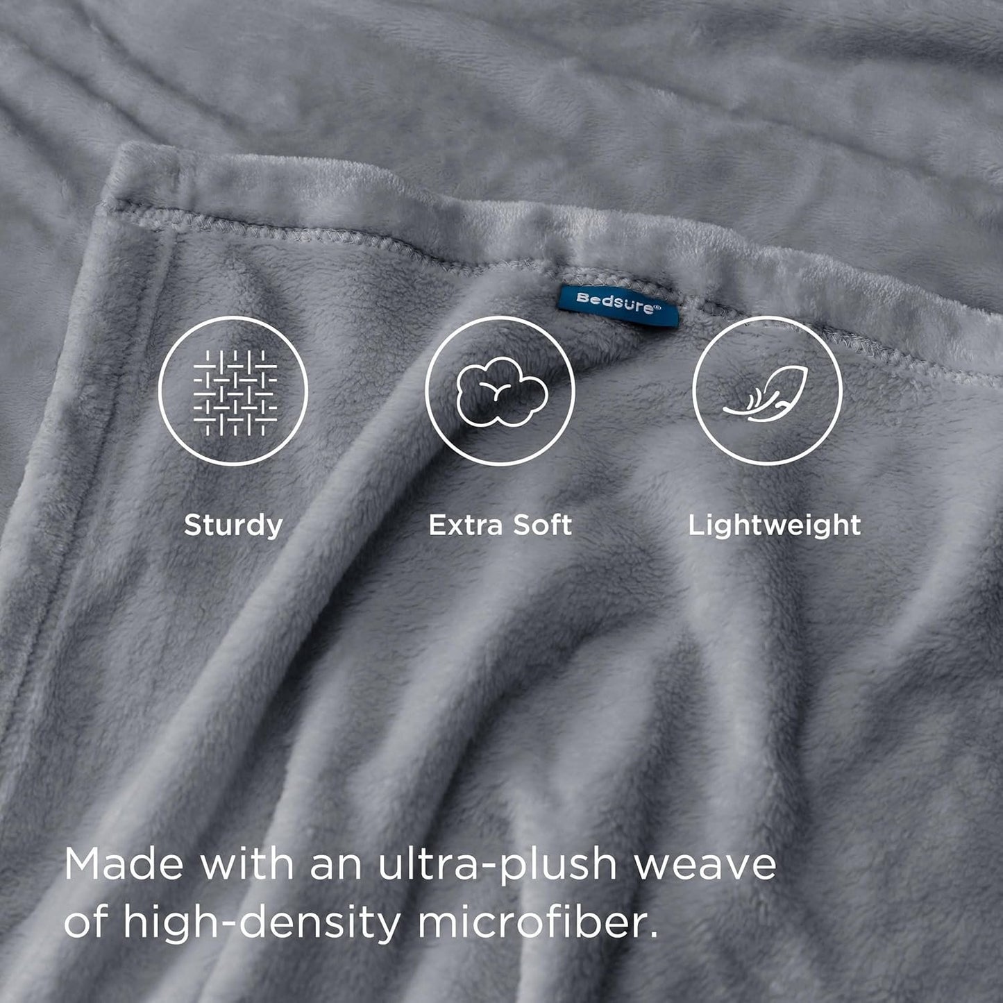 Bedsure Throw Blankets for Couch - Fleece Cozy Soft Blanket for Sofa, Lightweight Fuzzy Flannel Women Throw Gifts for All Seasons, Grey, 50x60 inches