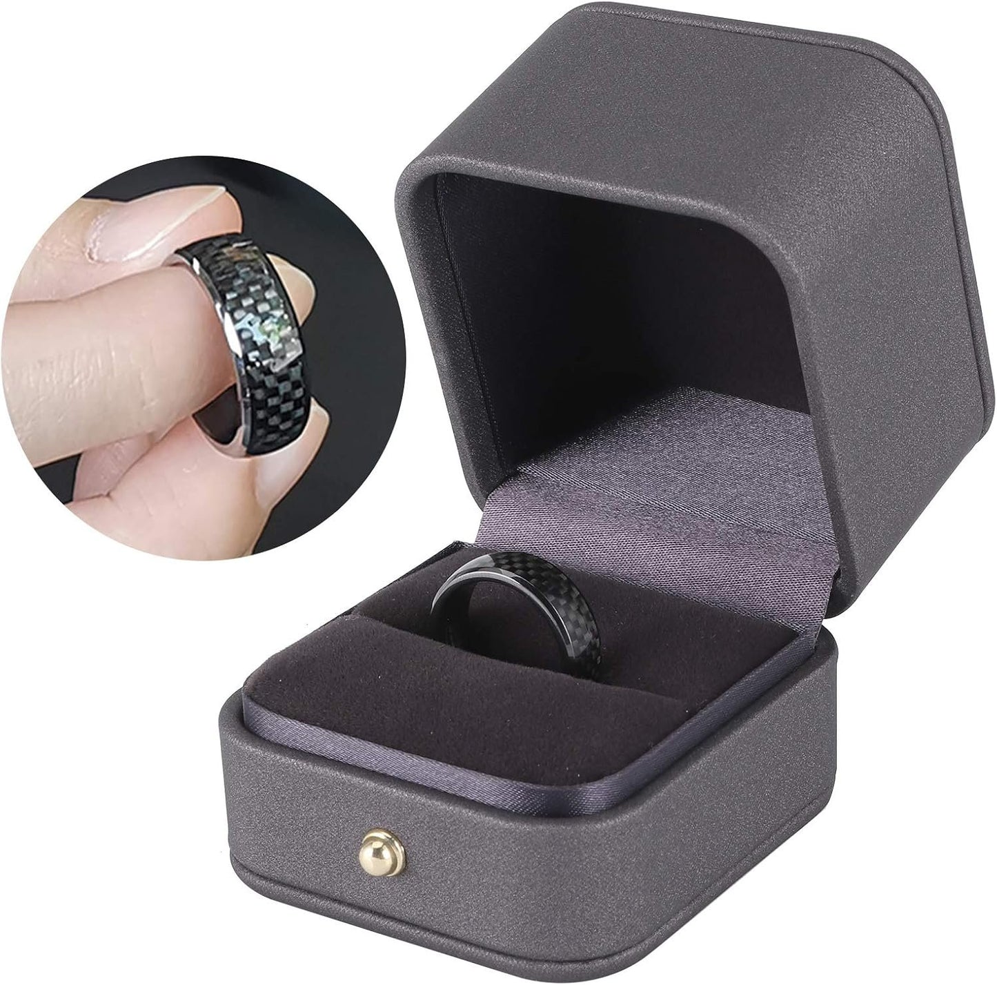 Tesla Smart Ring Black Carbon Fiber Smart Finger Keyring with Box Fit for Tesla Model X/S (12)