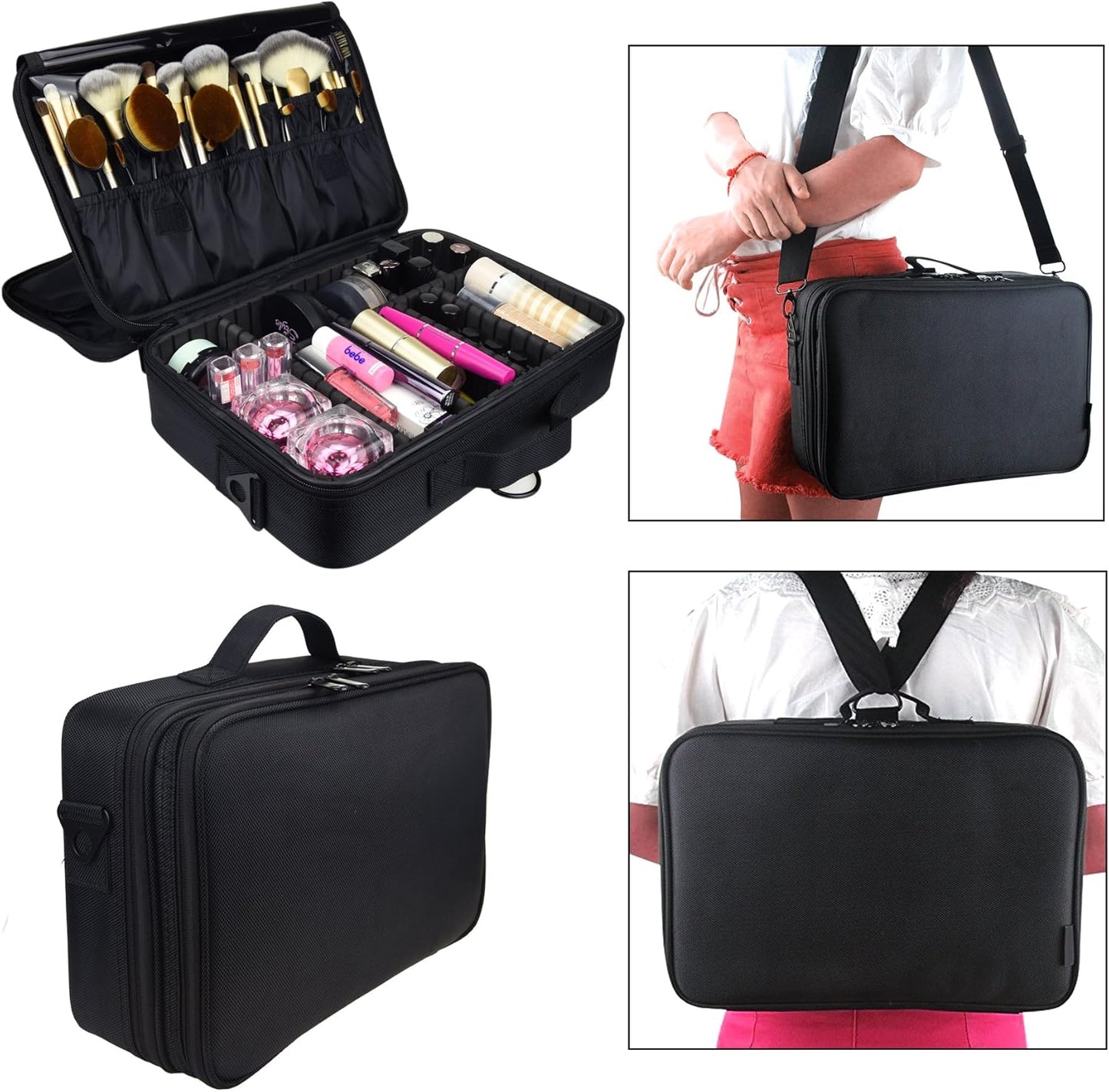 DCCN Beauty Case, Portable Travel Makeup Bag, Large Capacity Bag