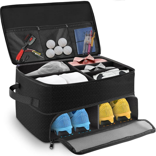 2 Layer Golf Trunk Organizer, Golf Car Storage Organizer with Individual Ventilated Compartment for 2 Pairs Shoes, Clothes, Tees, Gloves, Accessories2 Pcs Catnip Toys Balls That Stick on Wall