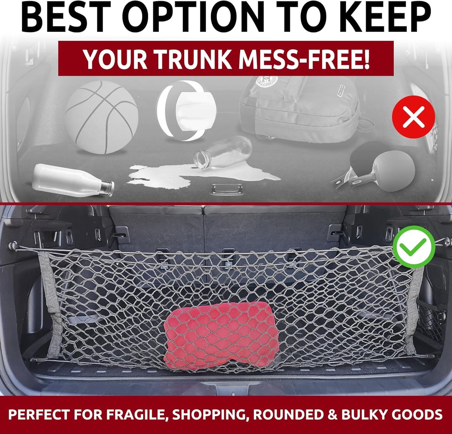 Envelope Style Elastic Trunk Mesh Cargo Net for Subaru Outback 2021-2023 - Premium Trunk Organizers and Storage - Luggage Net for SUV - Best Car Organizer for Subaru Outback