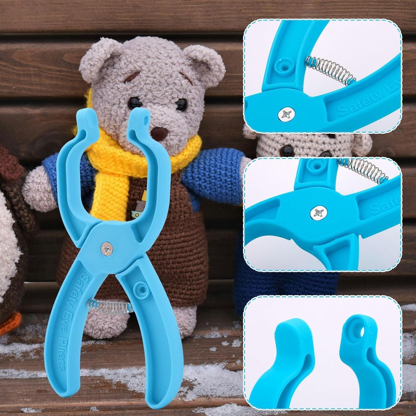 Safety Eye Tool Auxiliary Tool, Plastic Safety Eye Pliers for Attaching Safety Eyes Safety Eye Snapper Tool Crochet Doll Safety Eye Tool for Amigurumi 5-30mm Animal Plush Toy Eyes Making