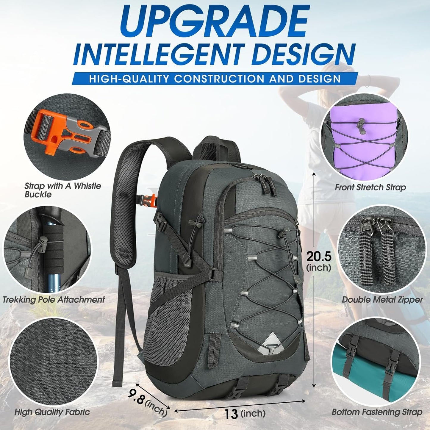 40L Packable Backpack Waterproof Hiking Backpacks Lightweight Outdoor Sport Travel Daypack for Climbing Camping Touring