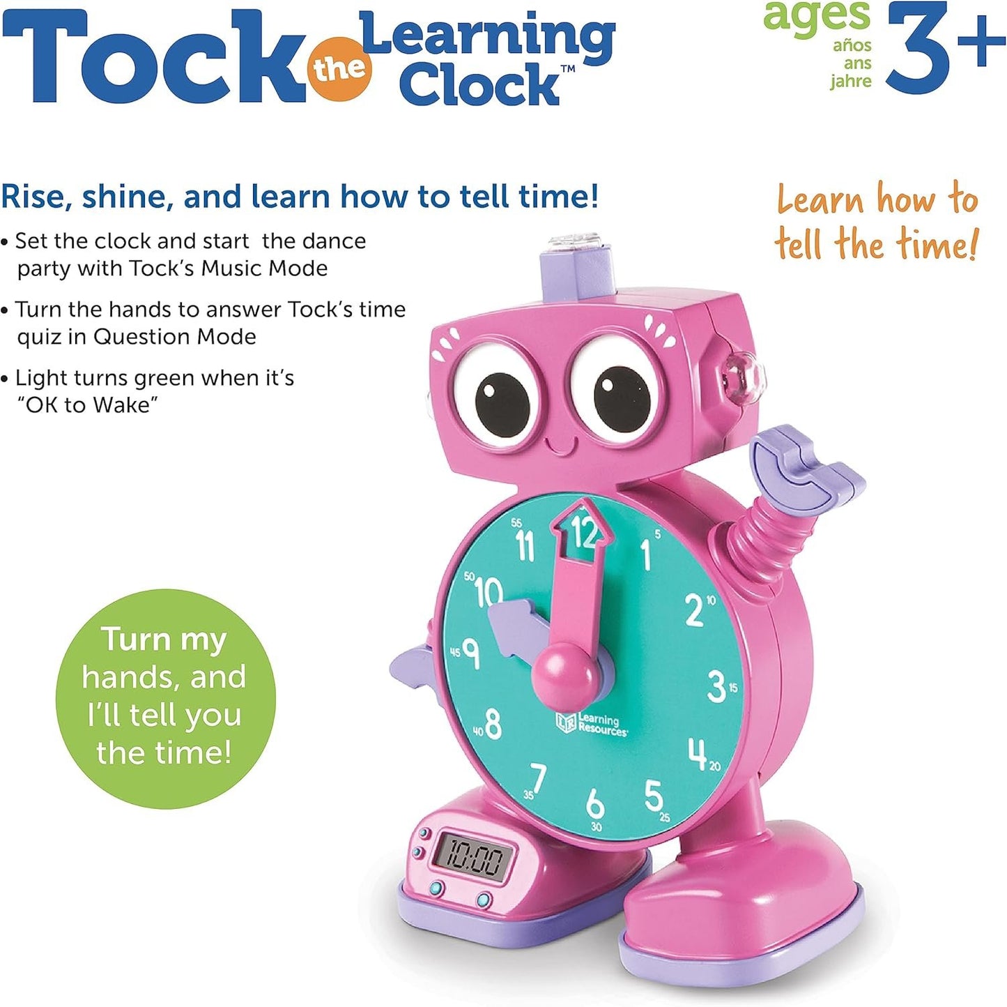 Learning Resources LER2385P Tock The Learning Clock Toy, Pink