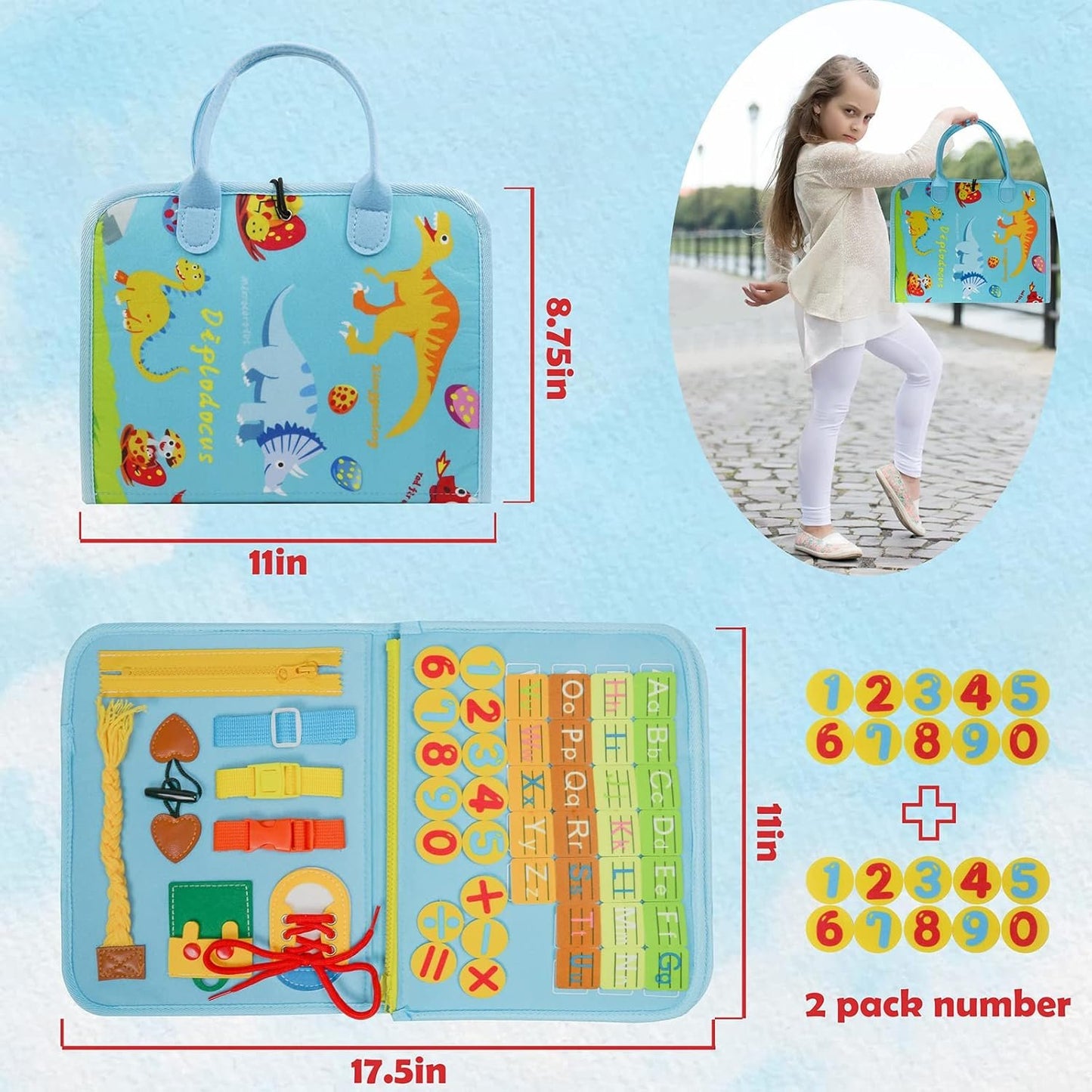 Toddler Busy Board Montessori Toy for 2 3 4 Year Old Boys Girls - Preschool Educational Toys Activity Developing Sensory Board Toys for Boys Girls 2 3 4 5 Years Old Plane Car Travel Toys Gift