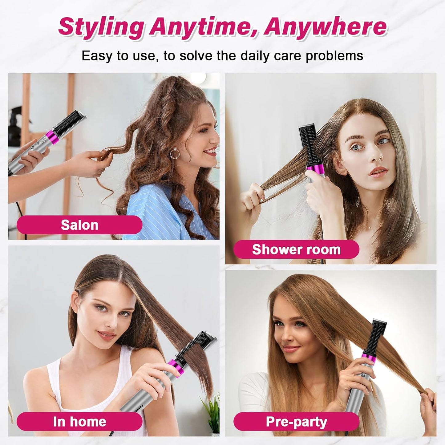 Hair Straightener Brush Negative Ionic,Lightweight Straightening Hot Comb Curler 5 Temps Settings 320°F to 392°F 20s Fast Heating,Professional Styling Tools for Silky Smooth, Frizz-Free Hair