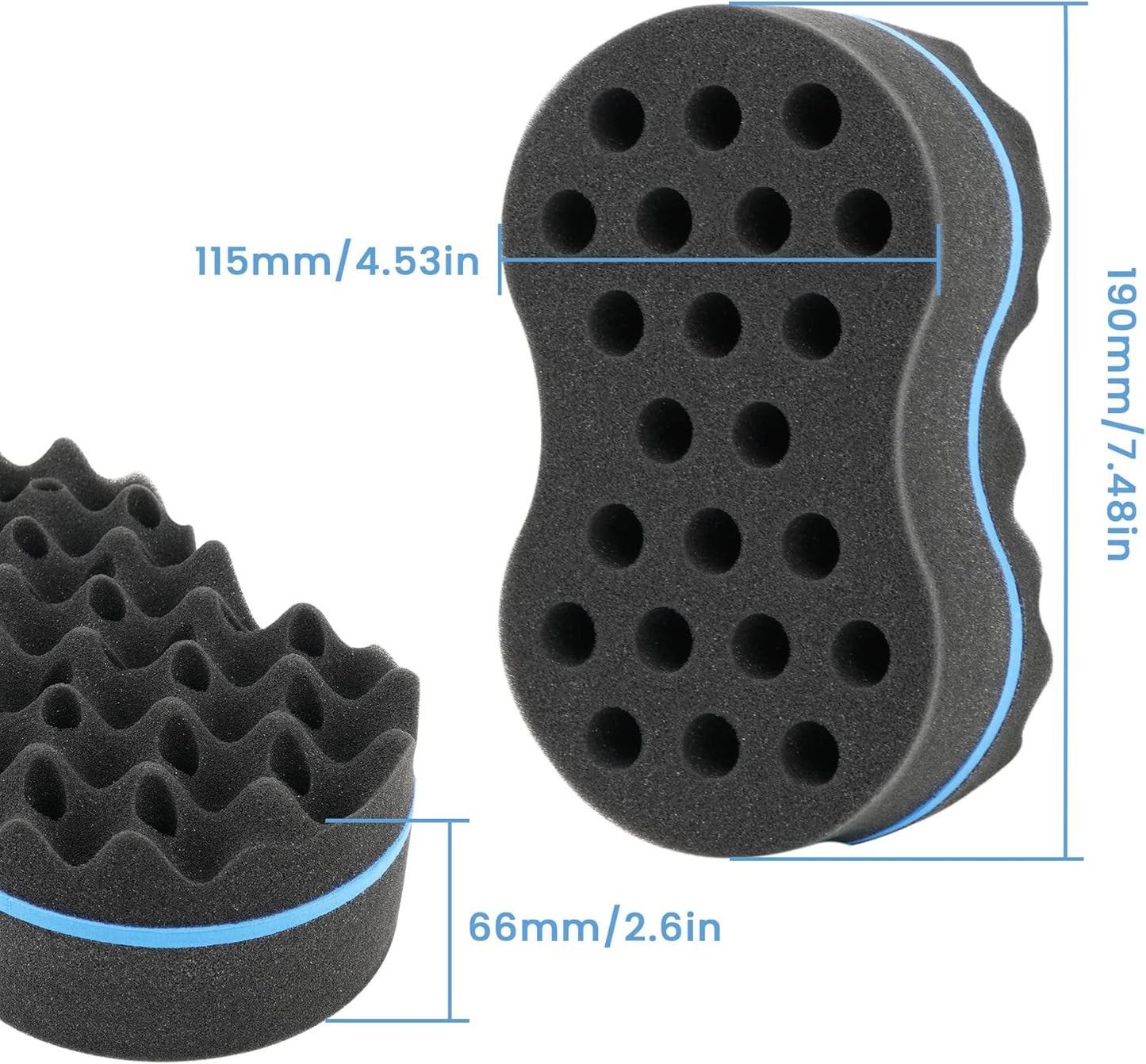 Beauty7 Double Side Two in One Magic Twist Hair Sponge Magic Hair Twist Sponges Afro Braid Style Hair Sponge Brush Natural Hair Sponge Barber Styling Comb Locking Afro Coil Comb Care Hair Styling Tool