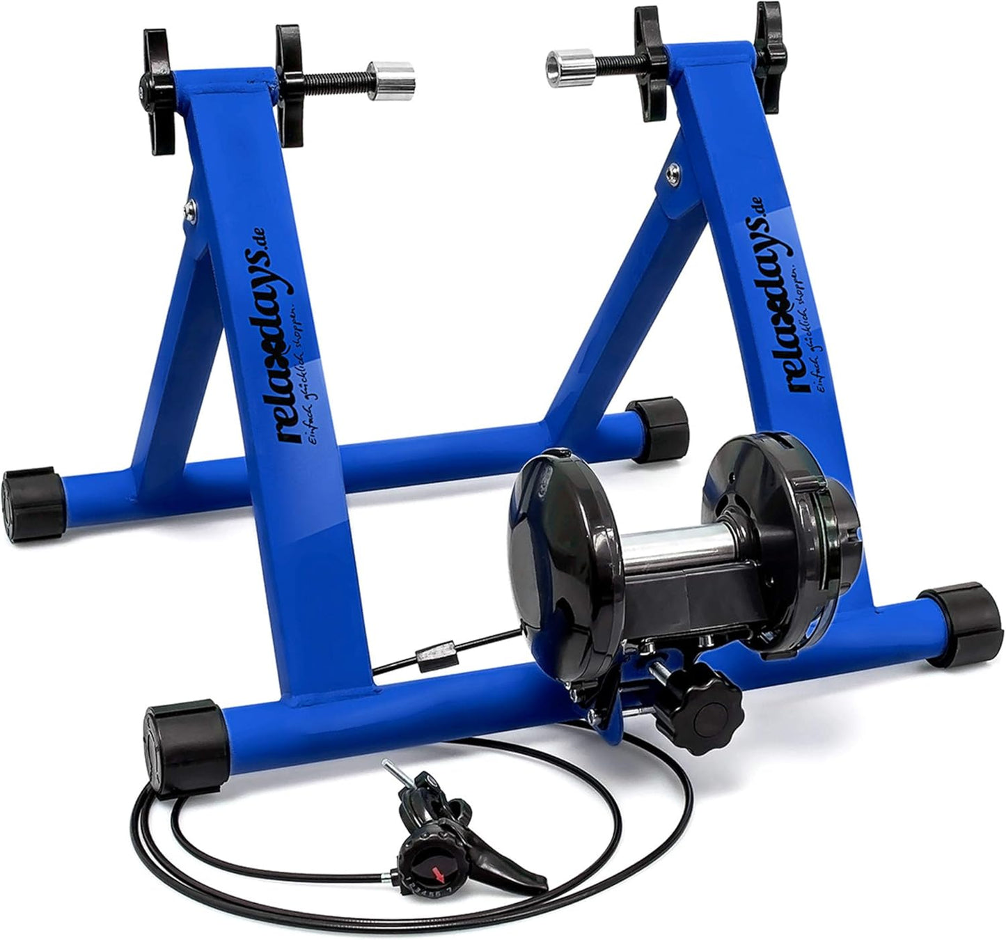 Relaxdays Indoor Bicycle Resistance Trainer, 6 Gears, for 26-28" Wheels Indoor Cycling Stand, Cardio Workout, Blue/Green