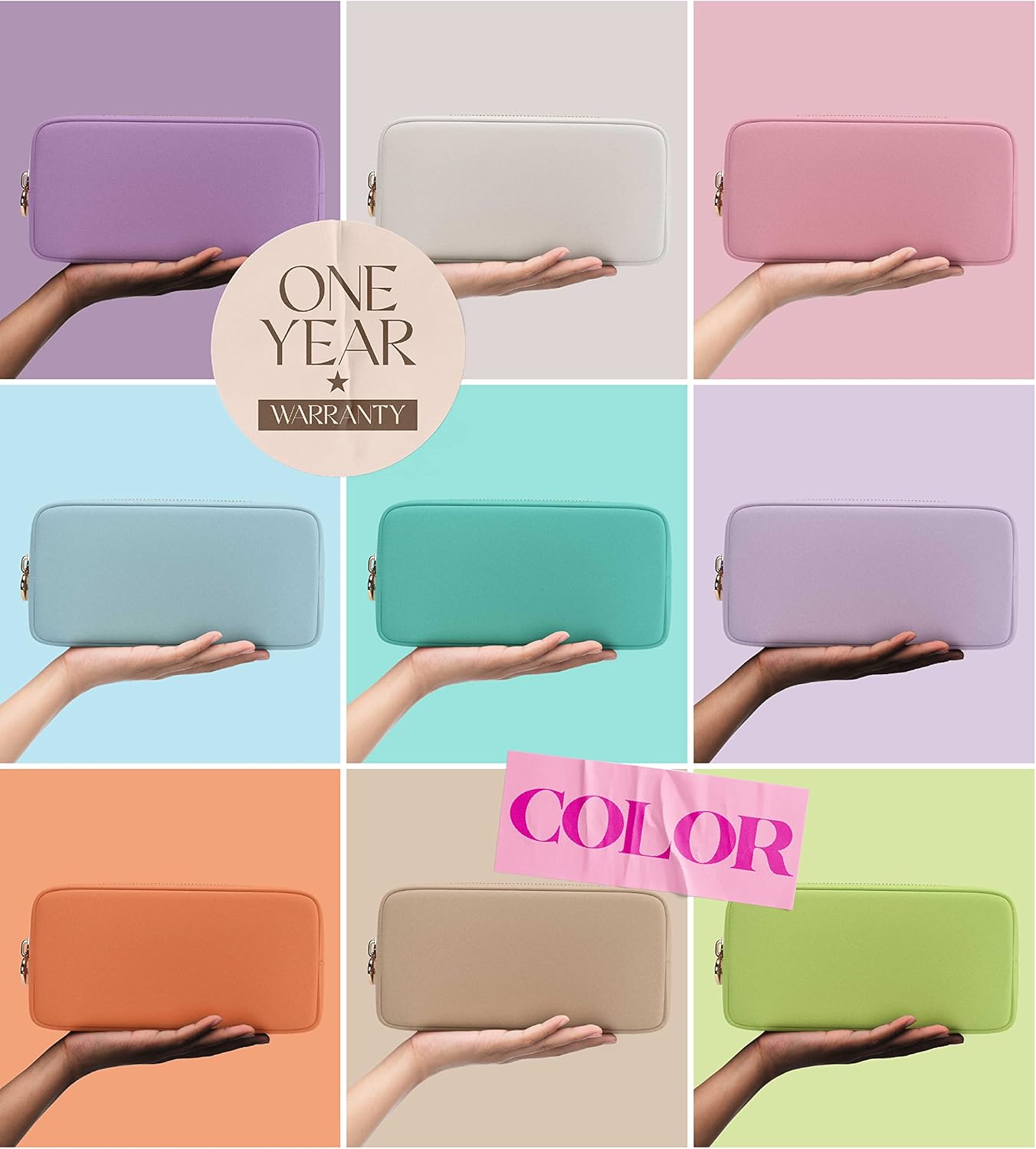 Embla Makeup Bag Travel Cosmetics Pouch and Toiletry Bag, Nylon Zipper Pouch Purse, Cute Make Up Organizer Storage Tote for Women Girls, Waterproof Travel Skincare Case, Small Makeup Bags, Ruby Red