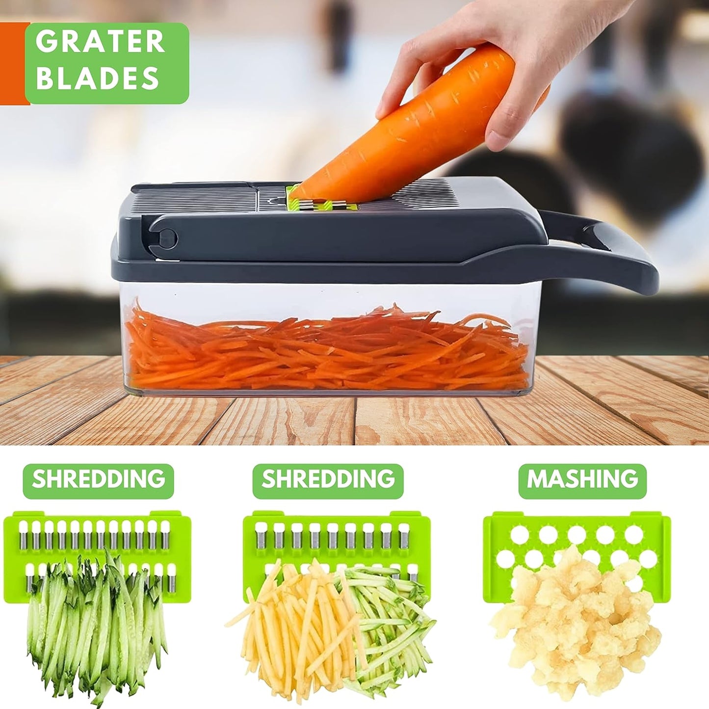 17-in-1 Vegetable Chopper for Effortless Meal Prep, AU Owned, Easy to Clean Safe Mandoline Slicer Food Chopper, Kitchen Tools & Gadgets, Vegetable Slicer Dicer Onion Veggie Chopper, 8 Sharp Blades