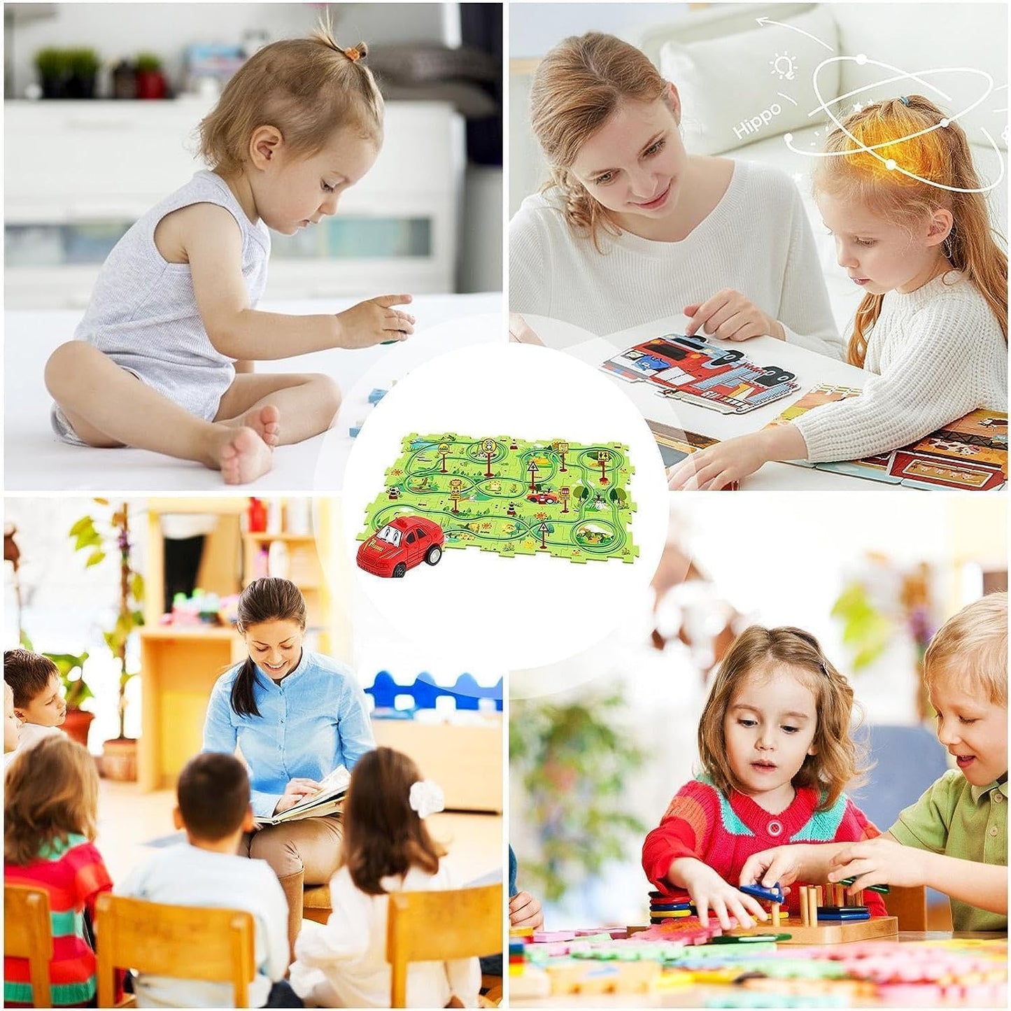 Children's Educational Puzzle Track Car Play Set - 2024 New DIY Assembling Electric Trolley, Puzzle Track Play with Vehicles Battery-Operated, Thinking Educational Toys for Kids 3+ (Space)