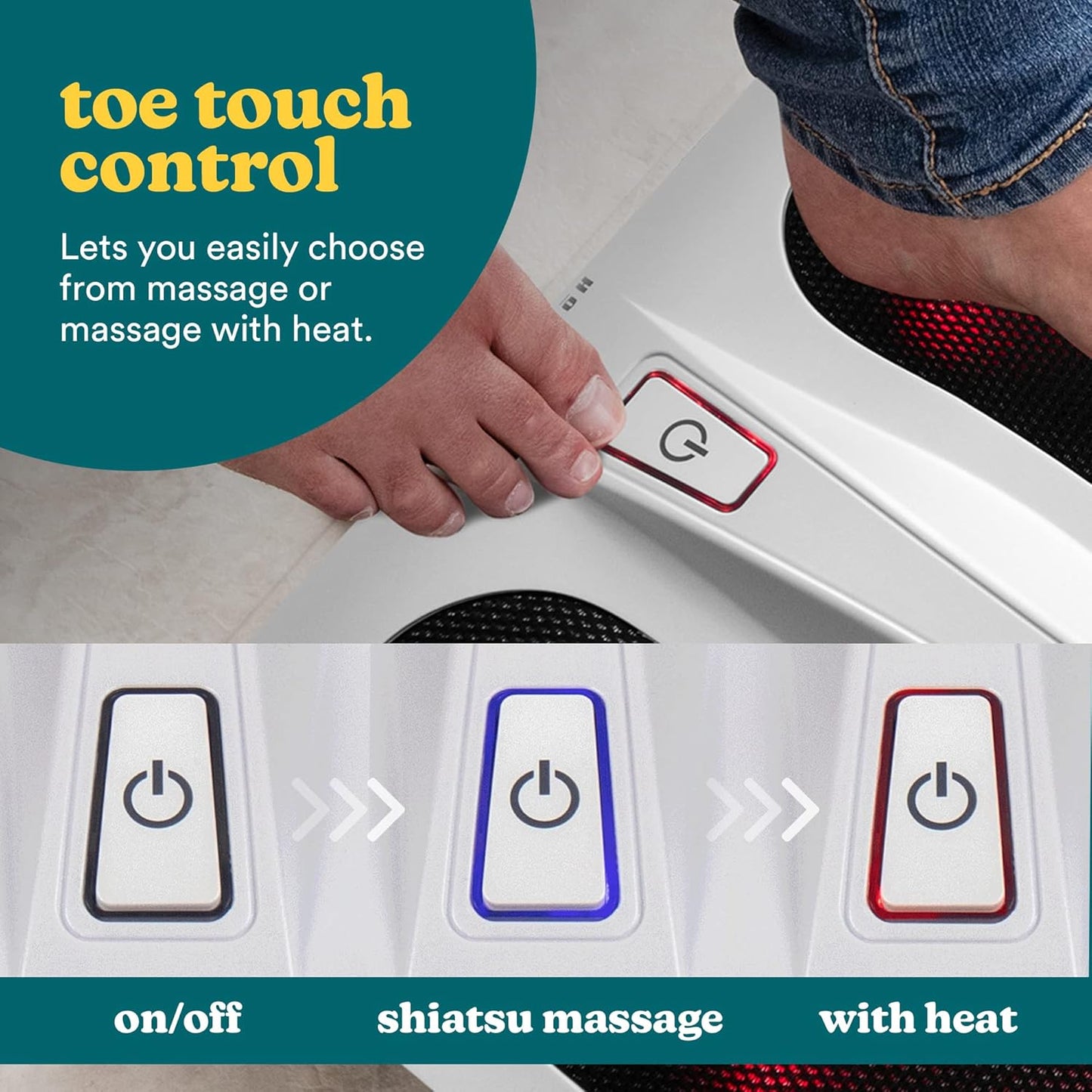 HoMedics Electric Foot Massager with Heat Function – Foot Massager, 6 Massage Heads and 18 Rotating Knots, Intense and Deep Invigorating Massage to Reduce Stress – White