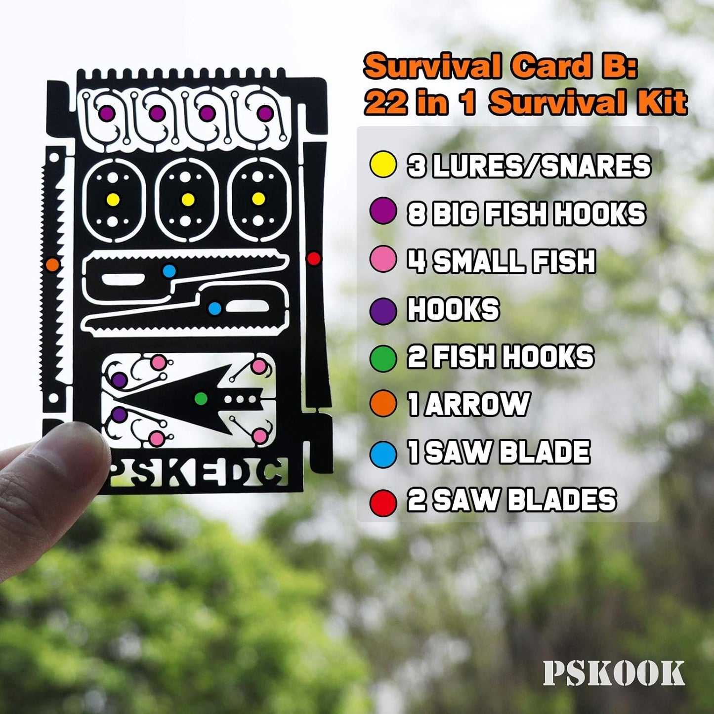 PSKOOK Survival Multitool Card Emergency Camping Tool EDC Kit in Your Wallet Outdoor Hunting Fishing Hiking Gear