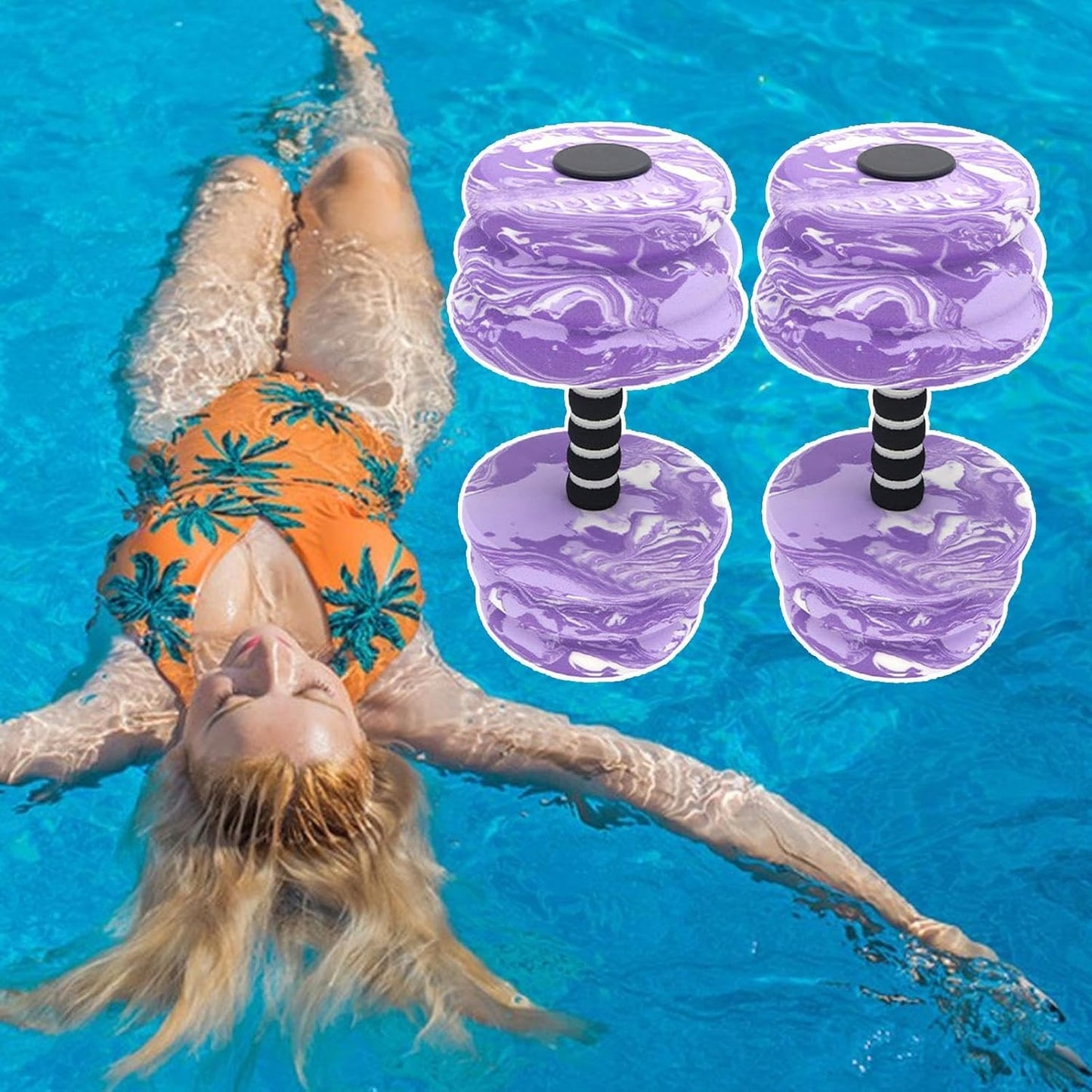 Dumbbell Set, Aquatic Fitness Floating Pool Weights, Waterproof Foam EVA Equipment, Lightweight Water Exercise Gear for Swimming and Aquatic Workouts