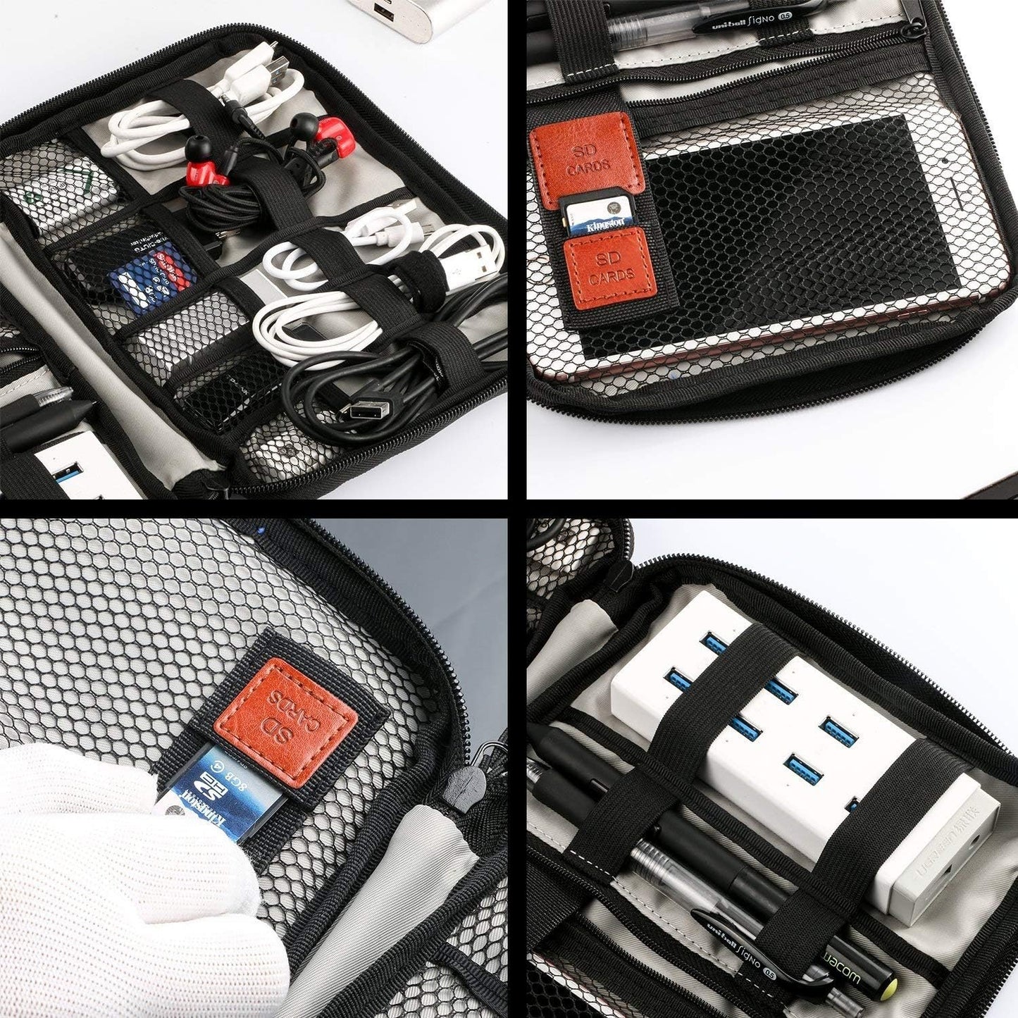 Travel Cable Organiser Bag,T Tersely Travel Gadget Cables Electronics Organiser Accessories Bag,Portable Tech Pouch Gear Bag Cable Bag Phone Carrying Storage Case for Headphone Earphone USB