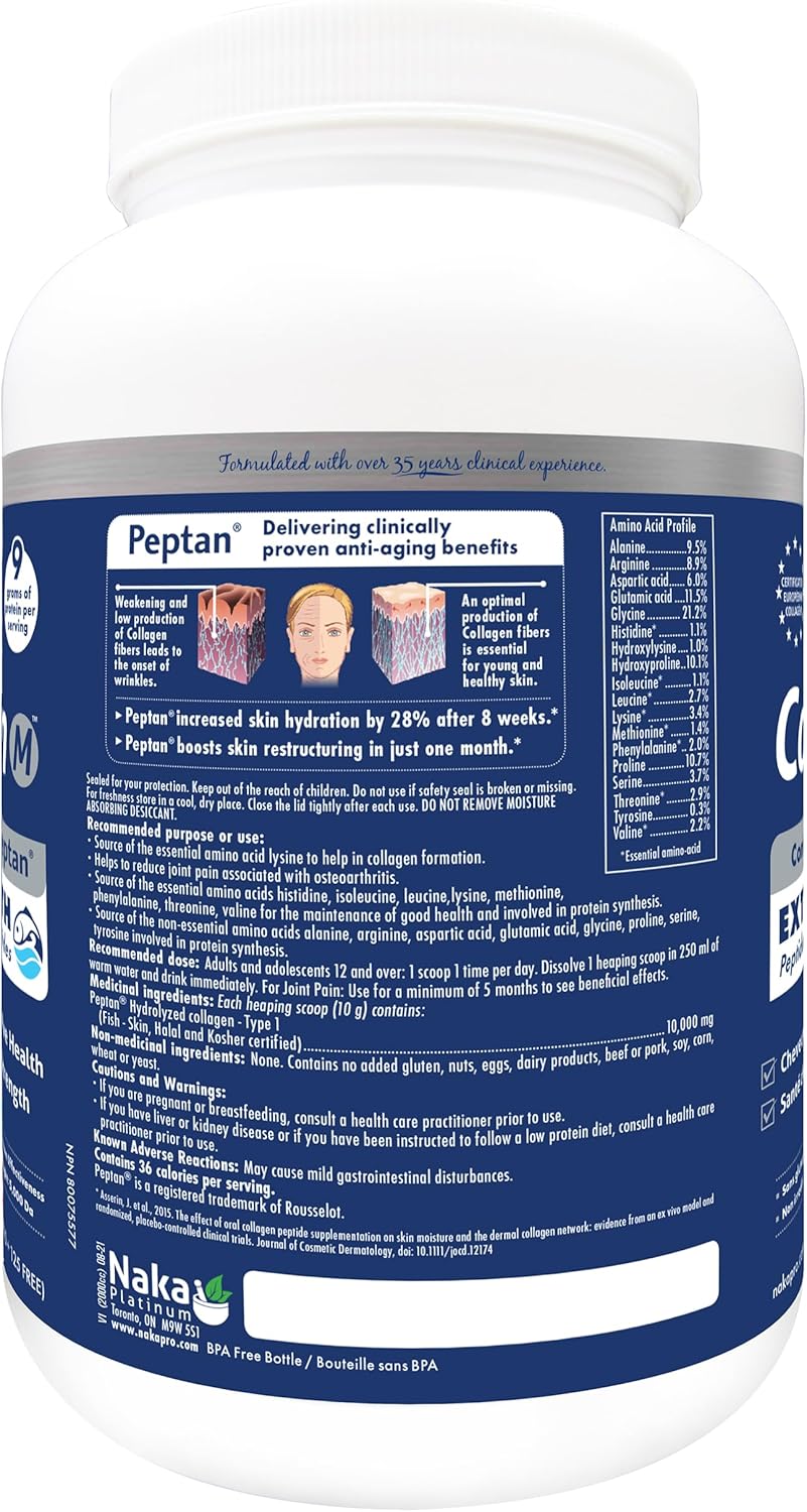825gm (29oz) Hydrolyzed Marine Collagen Peptides featuring 10,000mg of Peptain, for Skin, Nails, Bones and Joints. Bonus Size (825gm) (825gr)