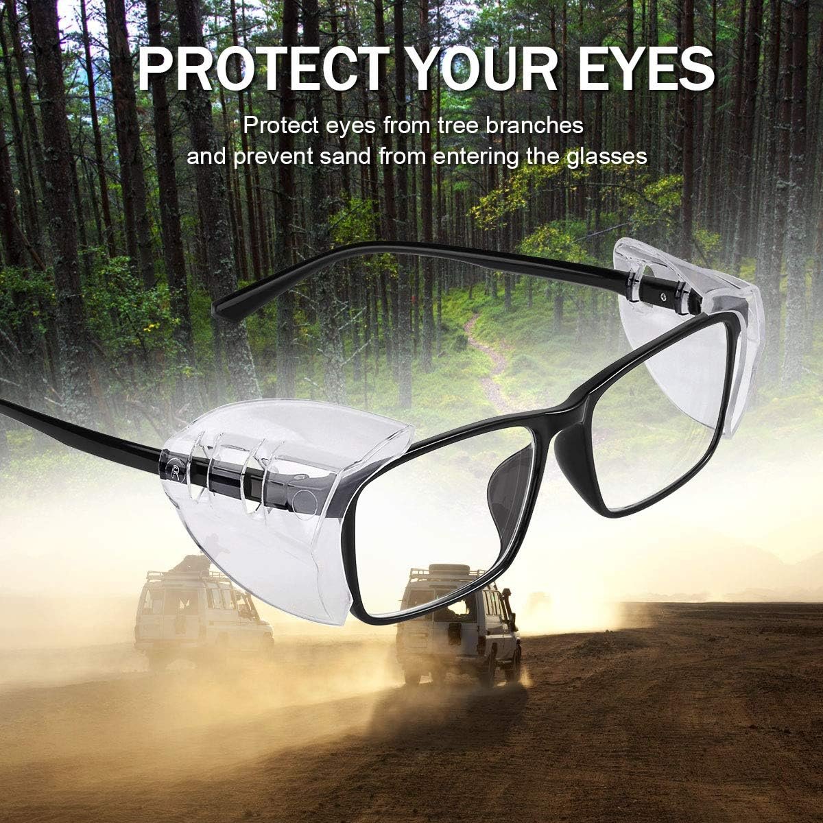 2 Pairs Safety Glasses Side Shields, Slip on Clear Side Shields for Glasses Eye Protection Lunette, Fits Small to Medium Eyeglasses clip on (2)