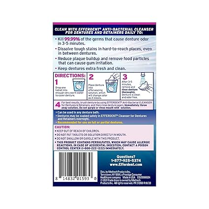 Efferdent Denture Cleanser Tablets, Complete Clean, Tablets, Multicolor, 252 Count