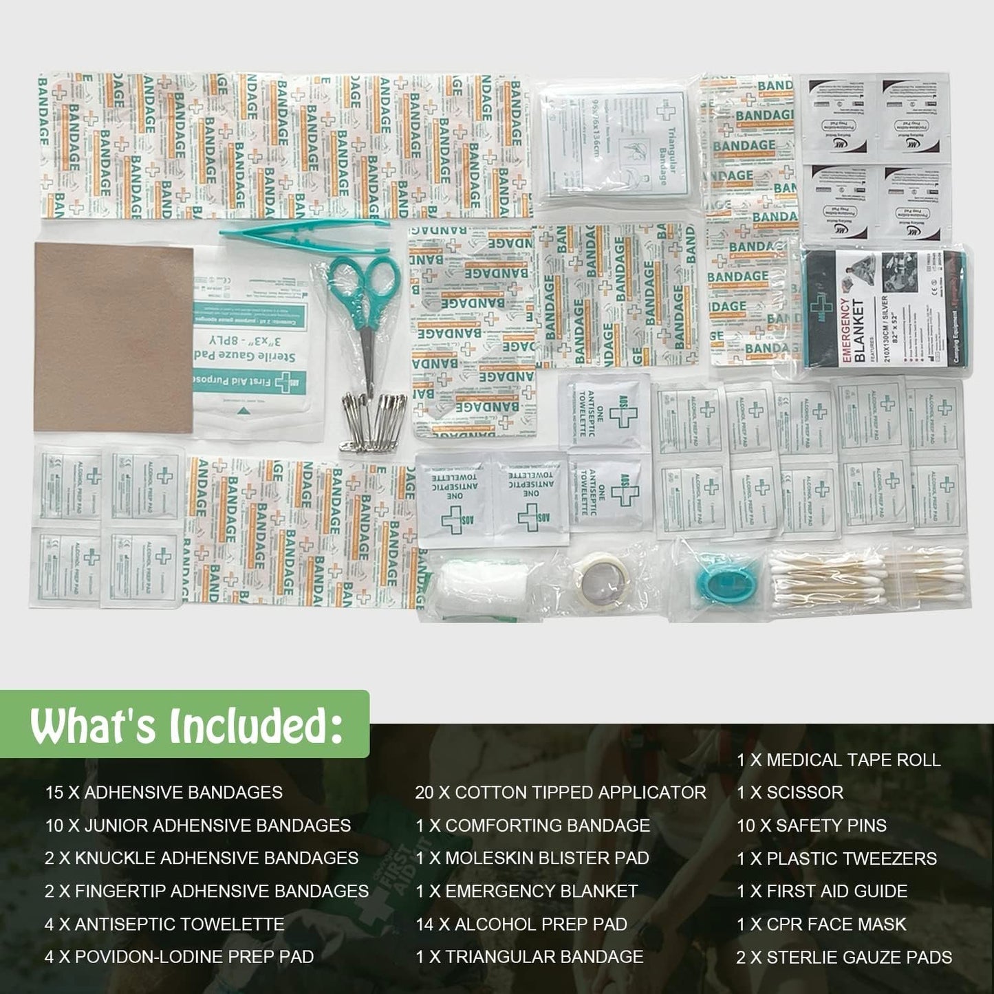 Mini First Aid Kit, 92pcs Small First Aid Kit - Includes Emergency Foil Blanket, Scissors for Travel, Home, Office, Vehicle, Camping, Workplace & Outdoor, ARTG Number 244567 (1 Pack)