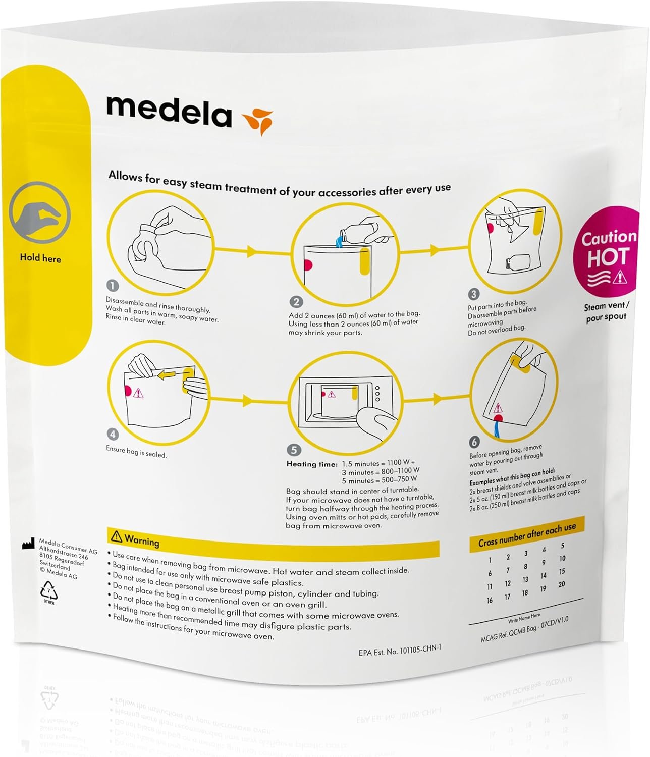 Medela Quick Clean Micro-Steam Bags Eliminates 99.9% Of The Most Harmful Bacteria And Germs ( Packaging May Vary )