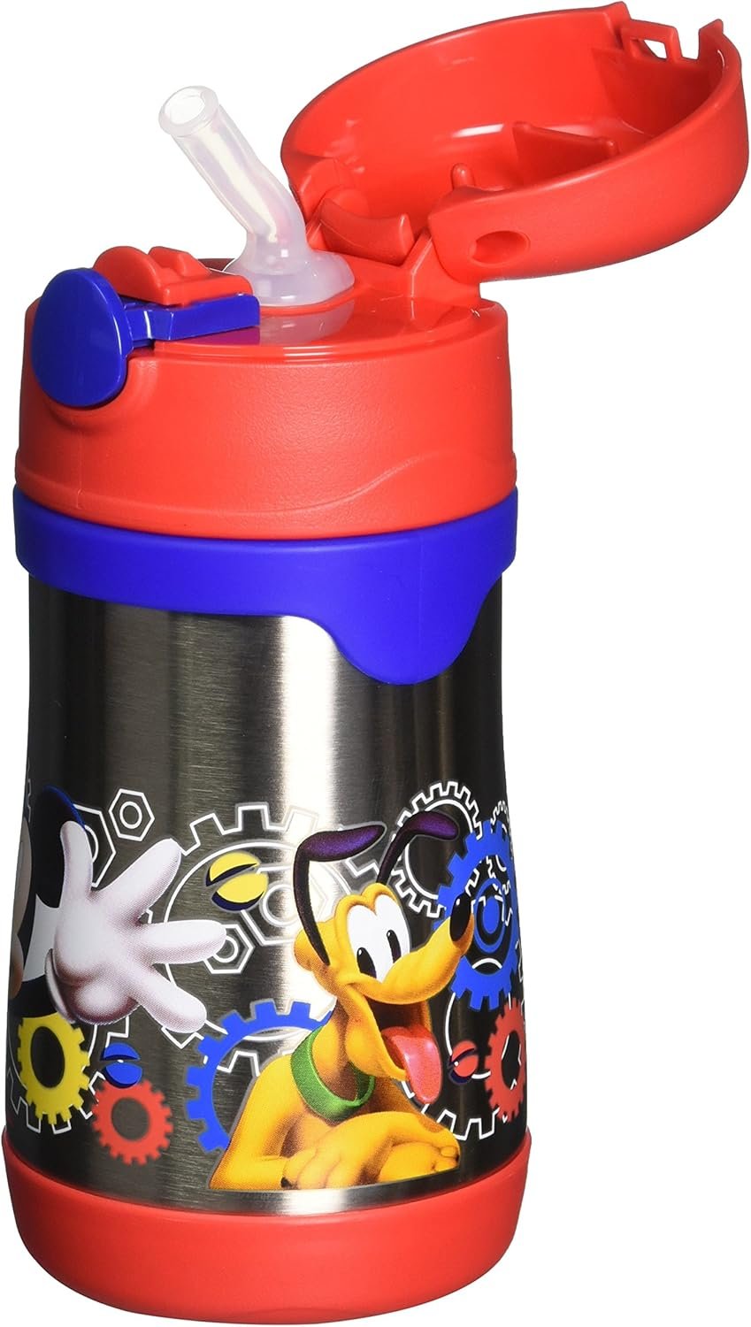 THERMOS Vacuum Insulated Stainless Steel 10-Ounce Straw Bottle, Mickey Mouse Clubhouse
