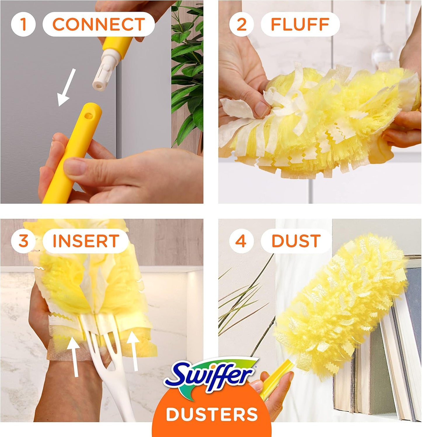 Swiffer Dusters Heavy Duty Extender Handle Starter Kit (1 Handle, 12 Dusters)