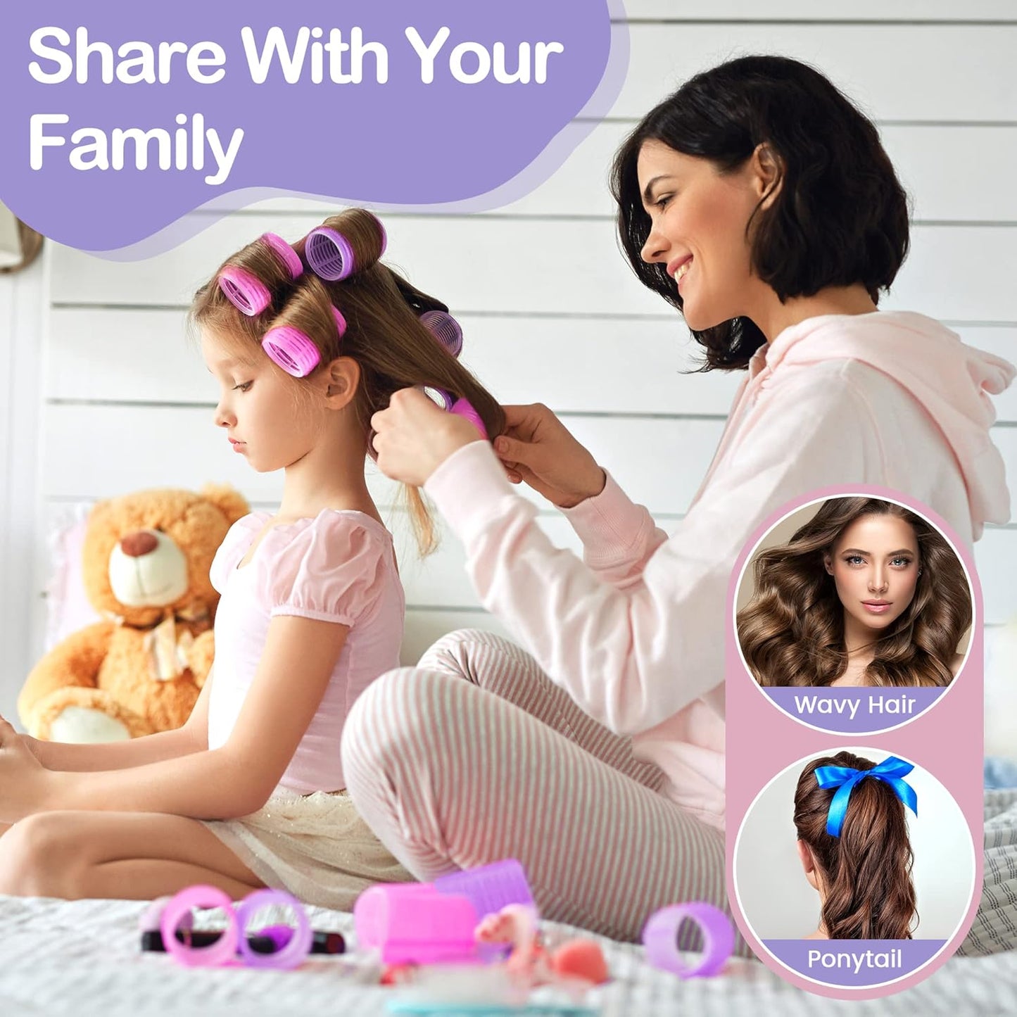 33 Piece Hair Rollers set, Self Grip Hair Rollers for Long Medium Short Hair, ELASO Large Medium Hair Curler (22 Rollers + 10 Stainless steel Clip +1 Storage Bag)