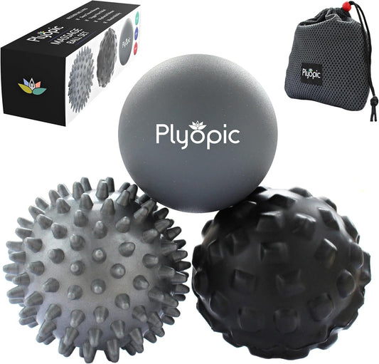 Plyopic Massage Ball Set – for Deep Tissue Muscle Recovery, Myofascial Release, Trigger Point Therapy, Mobility and Plantar Fasciitis Relief