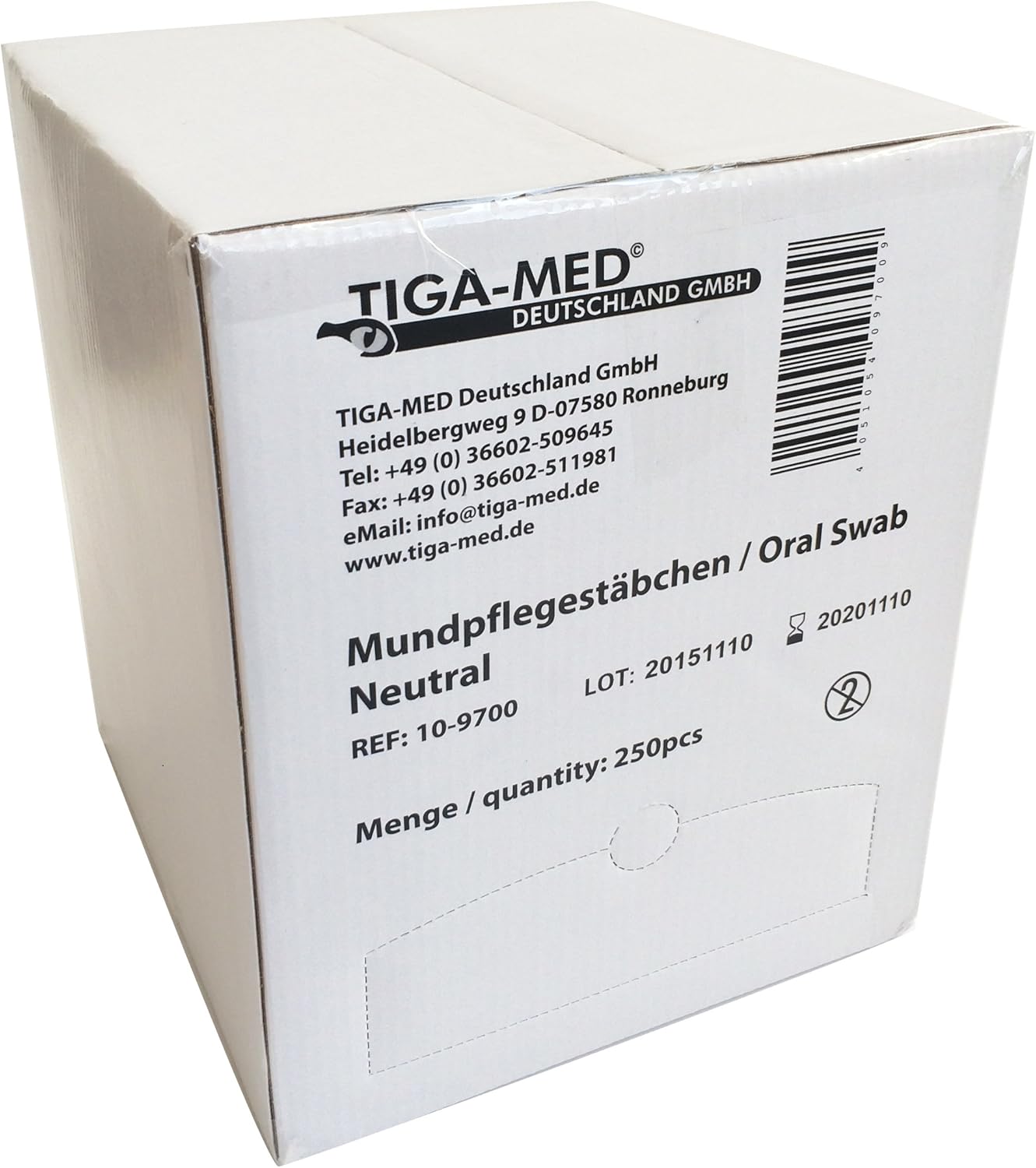 Tiga-Med Mouth Care Cotton Swabs with Neutral Taste for Oral Hygiene/Box with 250 Pieces Each Packaged Individually and Hygienically by Tiga-Med