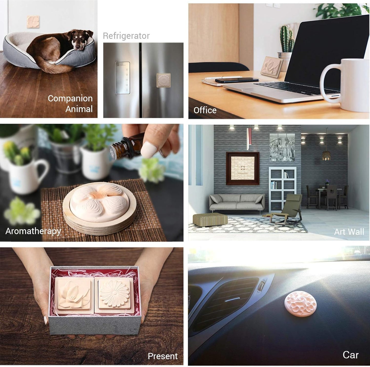 Healing Ceramic Stone Diffuser-Magnolia-Korean flower Series - Odor Eliminator, Air Purifying, Humidity Control, Aromatherapy Passive Diffuser (Magnolia)