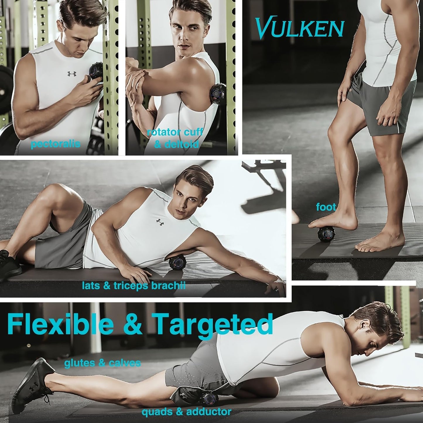 Vulken 4 Speed High Intensity Vibrating Massage Ball for Fitness, Performance Improvement, Black