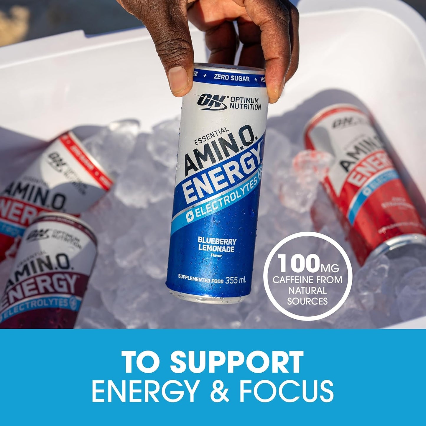 OPTIMUM NUTRITION Amino Energy + Electrolytes Sparkling Hydration Drink, Watermelon Flavour, 355ml, 12 Pack