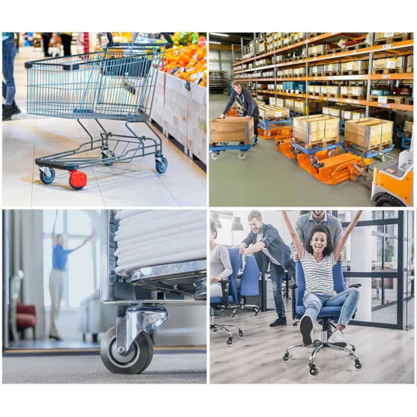cyclingcolors 4x Plastic Wheels 45mm Black Casters Hard Movable Trolley Small Wardrobe Drawer Bed Sliding Door