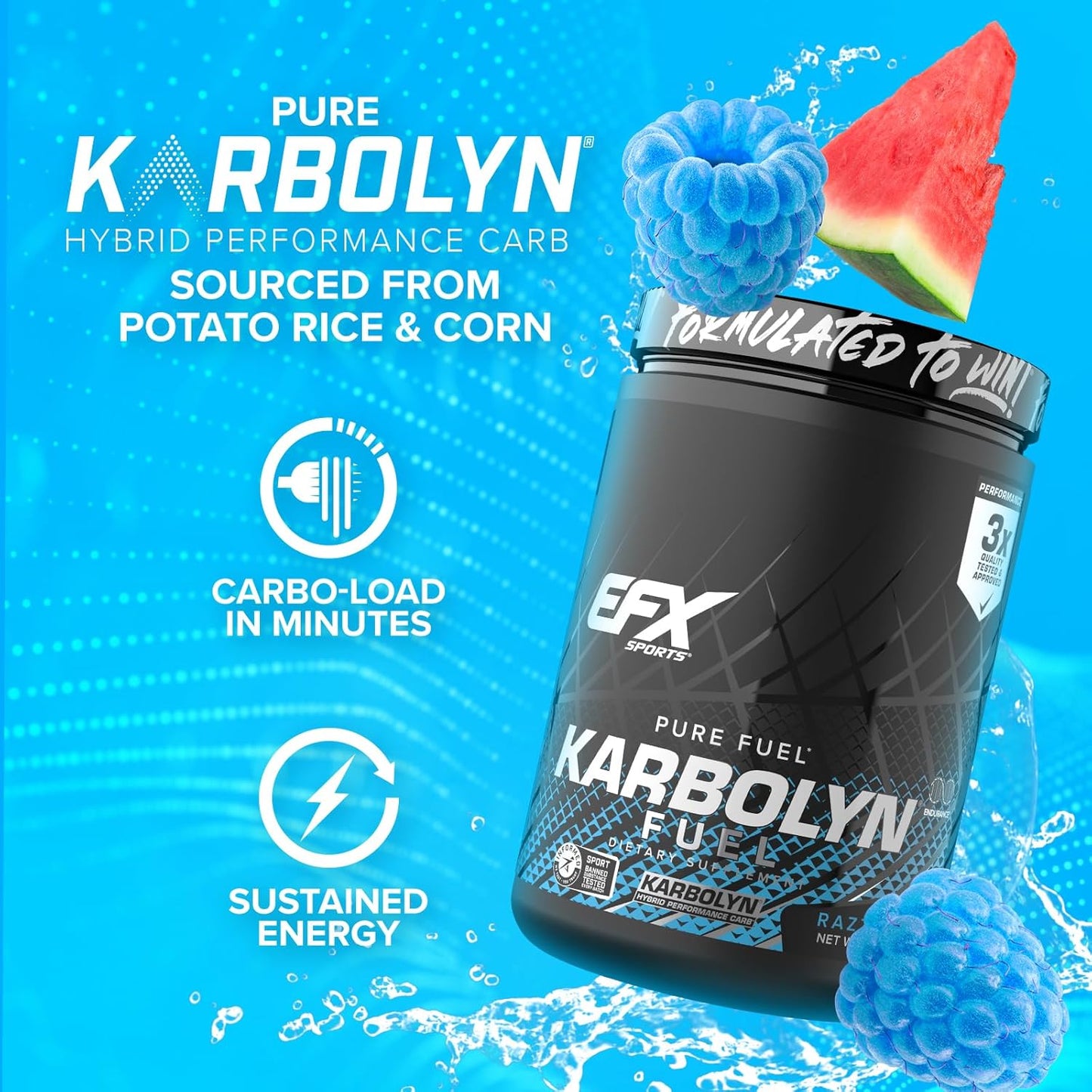EFX Karbolyn Fuel Perormance Carb 1kg - Blue Razz Watermelon, 1kg, Blue Razz Watermelon1 kilograms