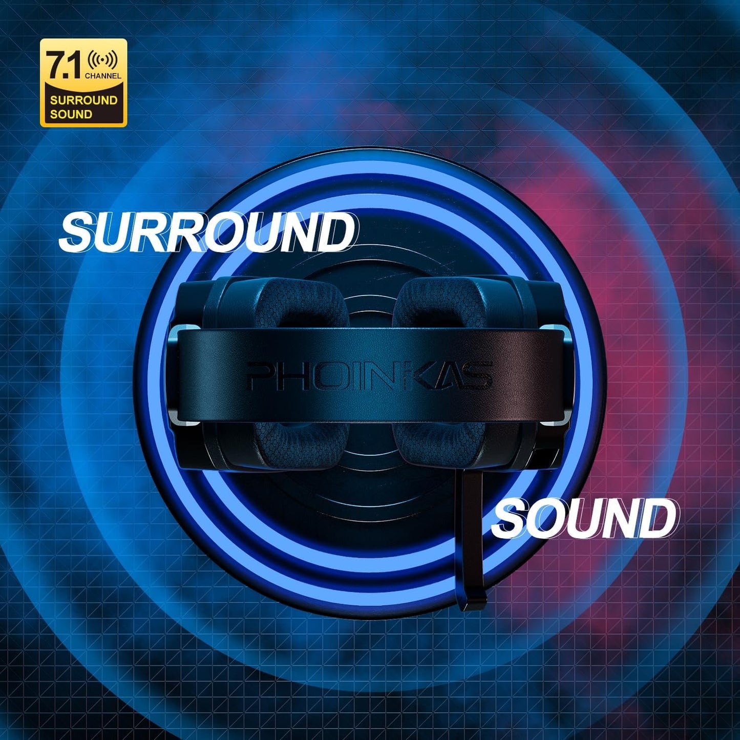 YOTMS 2.4GHz Wireless Gaming Headset for PS5, PS4, PC, Switch, Over Ear Gamer Headphones with Noise Canceling Mic, 7.1 Surround Sound, 30+Hr Battery, Bluetooth 5.3 for Phone/Laptop/Tablet/Mac (Black)