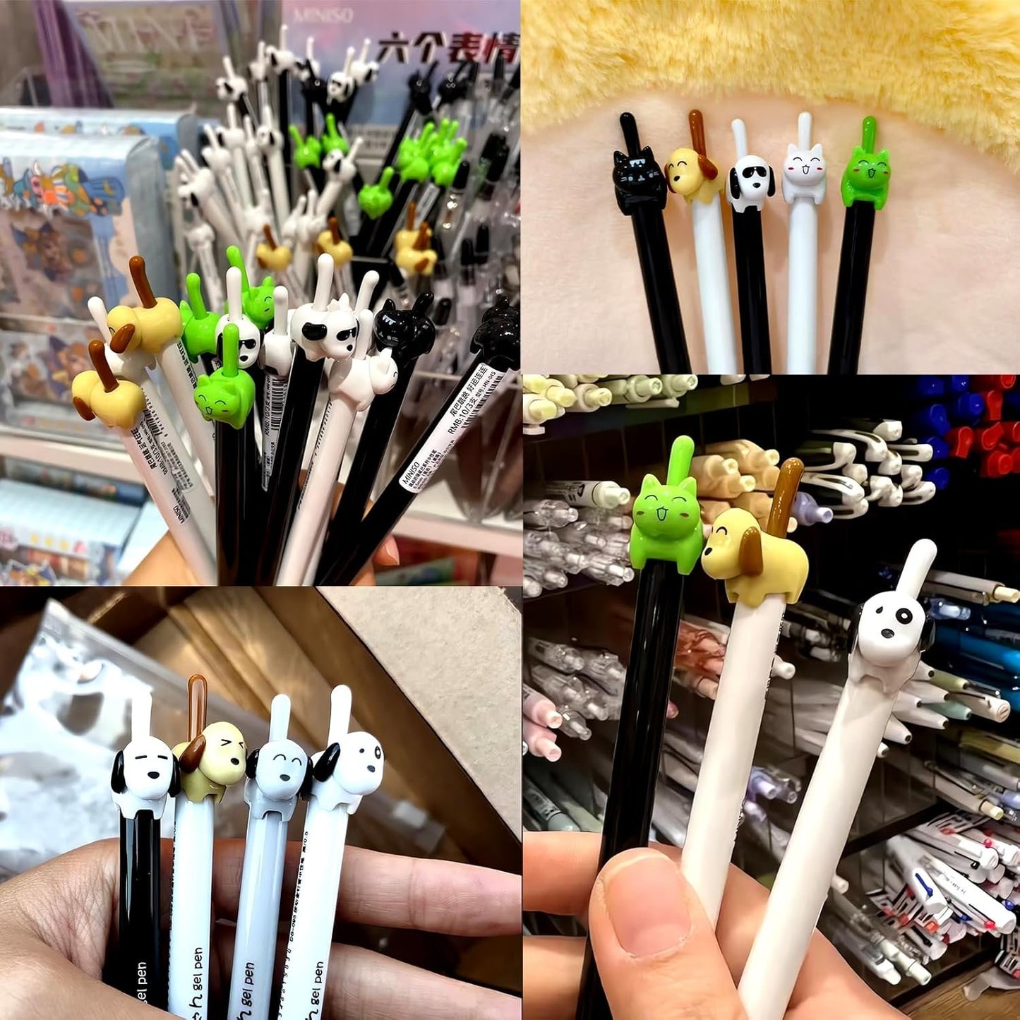 JUNXAKA 12 Pcs Retractable Dog Gel Pens, Fine Point 0.5mm Black Ink Cute Fun Animal Ballpoint Dog Pens Writing Vet Gifts Stationery Supplies (12pcs dog pens)