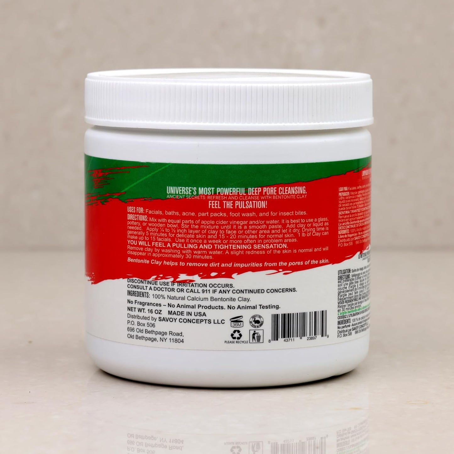 Mayan Magic Mud Powerful Deep Pore Cleansing Facial and Body Mask, 100% Pure Premium Calcium Bentonite Clay, Treats Acne Breakouts, Blackheads and Oily Skin, 453 g