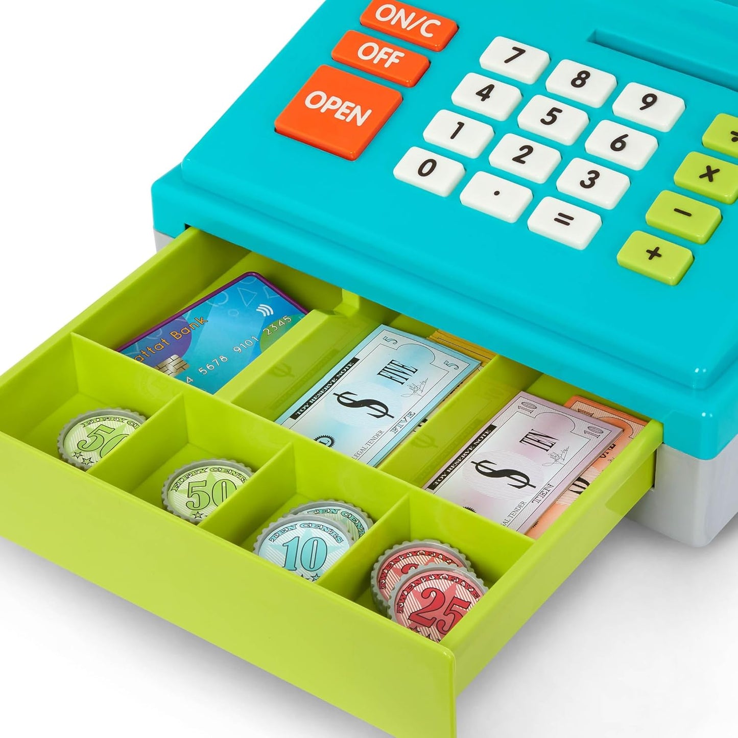Battat Toy Cash Register For Kids, Toddlers - 48Pc Play Register With Toy Money, Credit Card - Blue Calculating Cash Register - Pretend Play Toy - 3 Years + - Blue Calculating Cash Register
