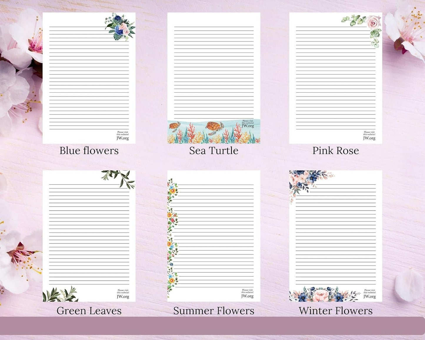JW Letter Writing A4 Pad Stationery Paper Lined Gift Notepad Writing Sheets (Green Leaves)