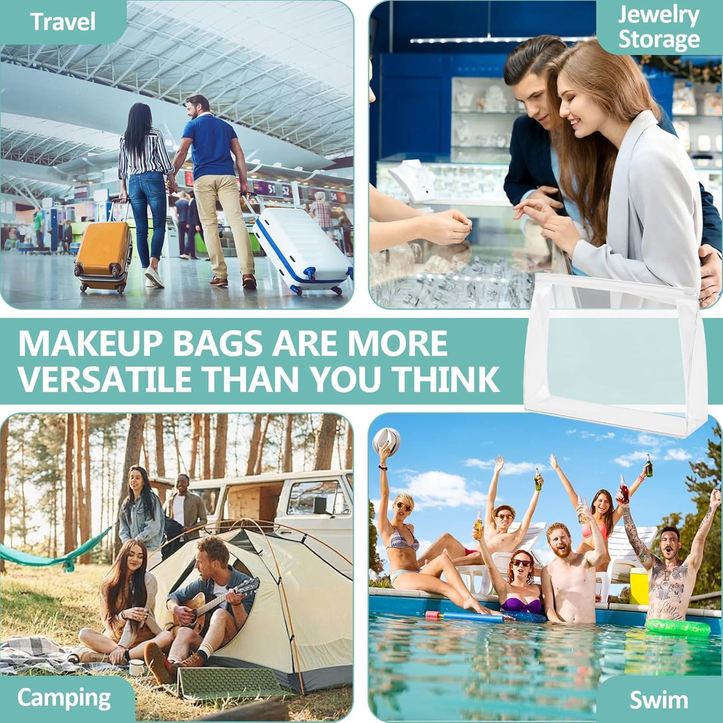 30 Pcs Mini Clear Makeup Bag,Clear Cosmetic Bags with Zipper,Travel Makeup Bag, Small Cosmetic Bag Essential Makeup Accessories for Home and Traveling