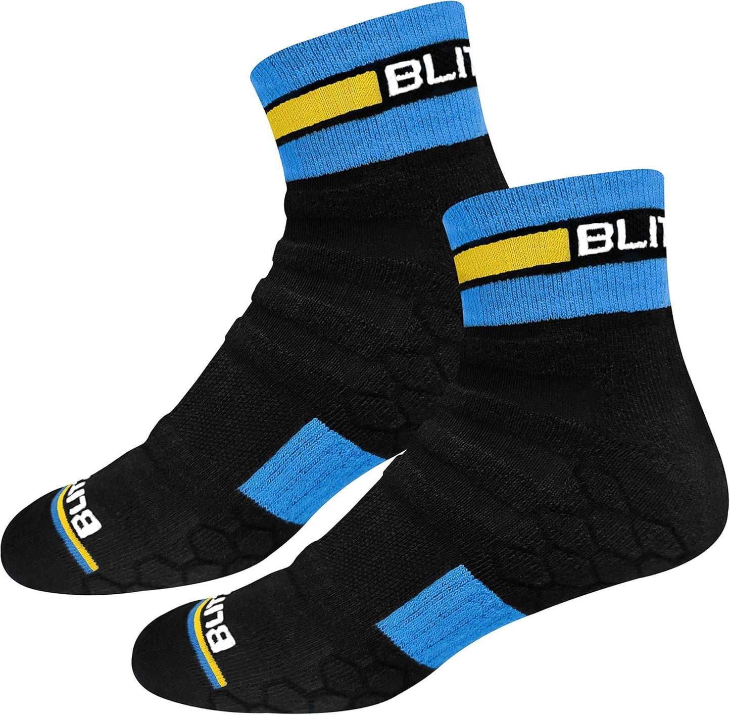 BLITZSOX Hi-Tech Performance Athletic Quarter Socks for Men Women (Running, Workouts & Fitness Training), Pack of 3