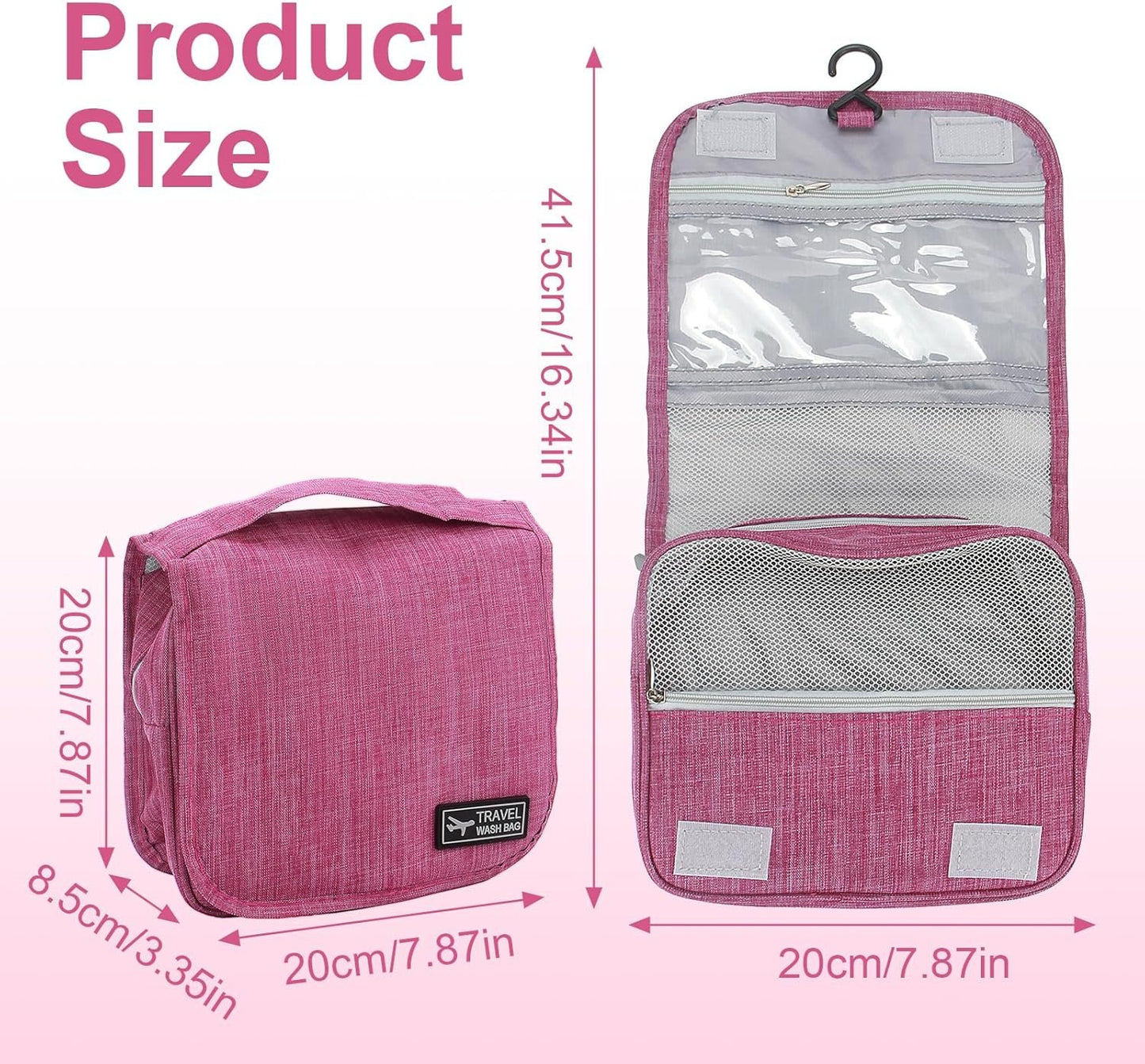 HDBHBH Travel Wash Bag - Large Travel Toiletries Organizer with Multiple Compartments,Suitable for Men & Women, Lightweight Dopp Kit for Camping, Business Travel, Makeup Accessories (Rose Red)