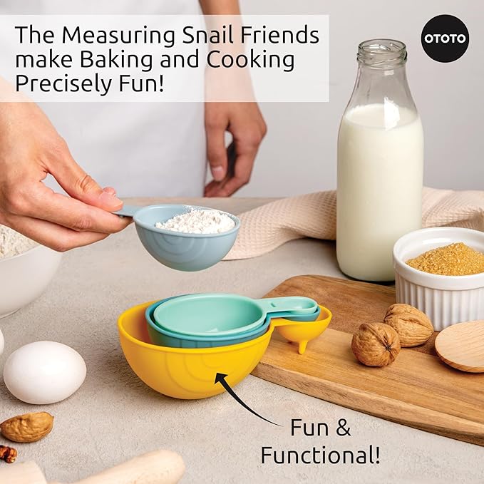 OTOTO Measuring Spoons Set - Teaspoons for Dry & Liquid Ingredients, BPA-free & Dishwasher Safe, Funny Gifts, Baking Accessories, Unique Kitchen Gadgets (Shelly)