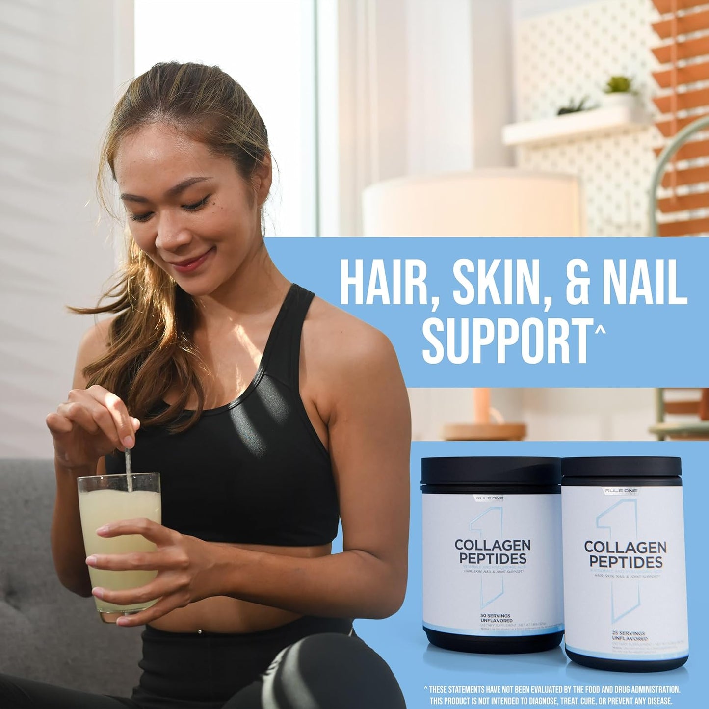 Rule1 R1 Collagen Peptides Hair Skin Nail & Joint Support Supplement 336 g, Peach Mango (28 Servings)