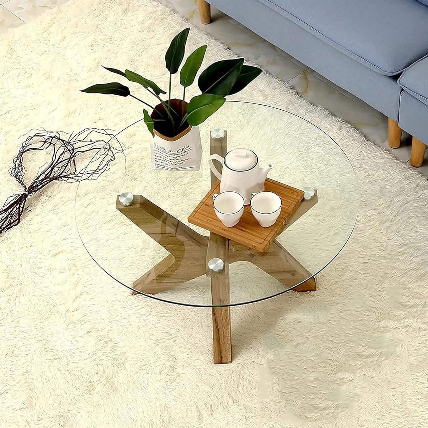 piano del tavolo da pranzo in vetro temperato.pian Round Tempered Glass Table Top | Polished Edge | Transparent Circular Dining Coffee Table Surface | Ideal for Patio Side Tables(68CM(27INCH))