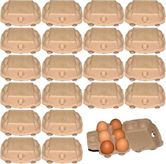 20Pcs Egg Cartons 6 Grid Reusable Paper Pulp Egg Carton with Lockable Lid for Storage, Delivery, Fridge, Kitchen Countertop