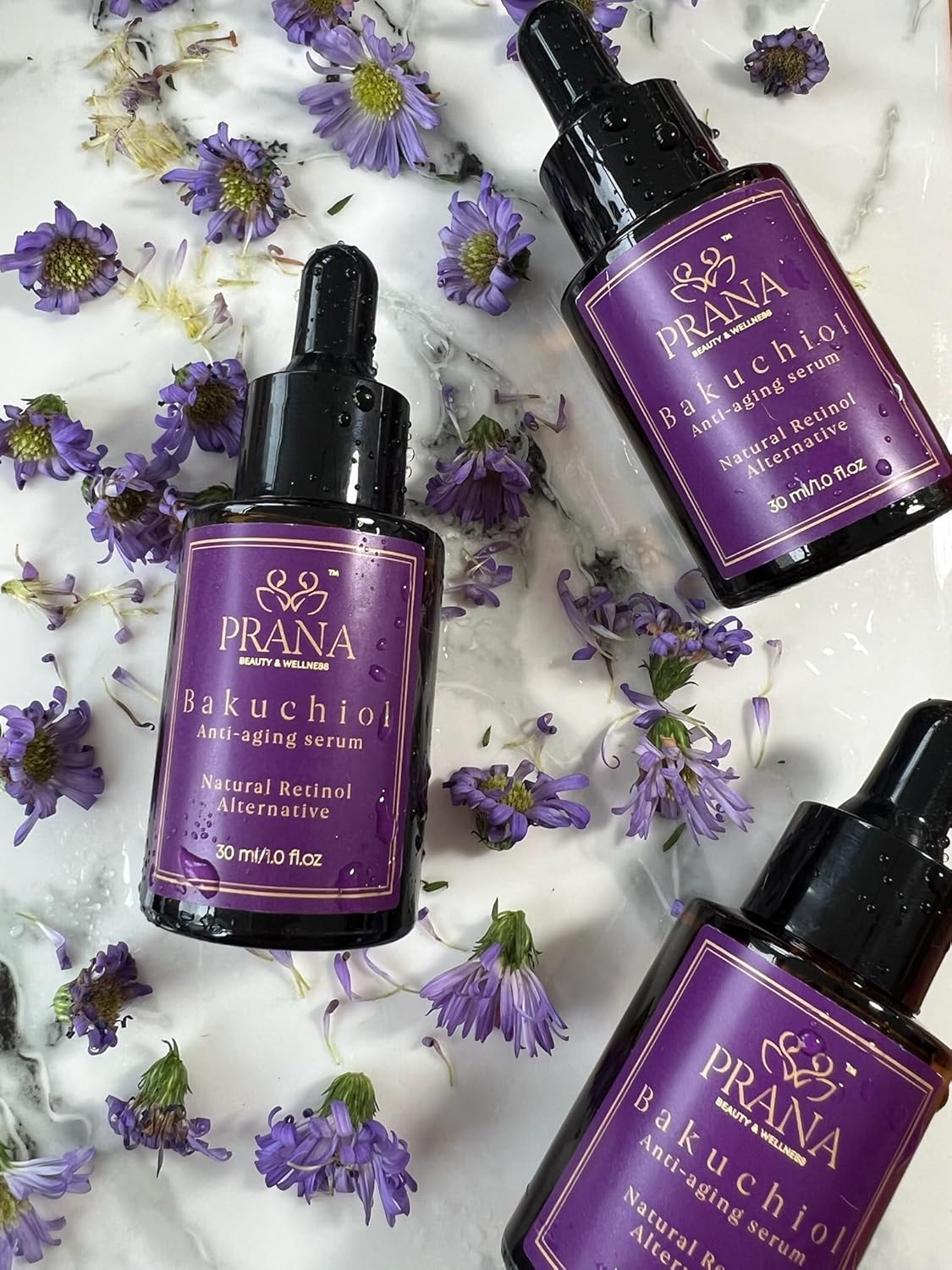 Prana Bakuchiol Anti-Aging Serum- Facial Serum with Squalane & Jojoba for Hydration- Anti-Wrinkle Serum for Radiant Skin- Face Serums for Wrinkles & Fine Lines- Fragrance-Free Serums- 100% Vegan- 30ml